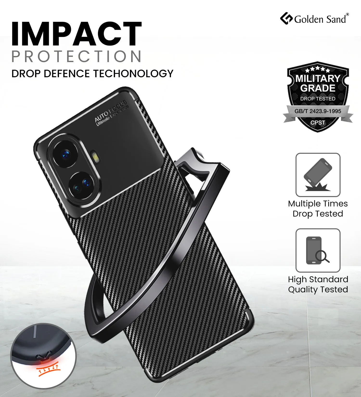 Aramid Fibre Series Shockproof Armor Back Cover for Realme 10 Pro  5G (Realme 10 Pro Plus 5G), 6.7 inch, Black