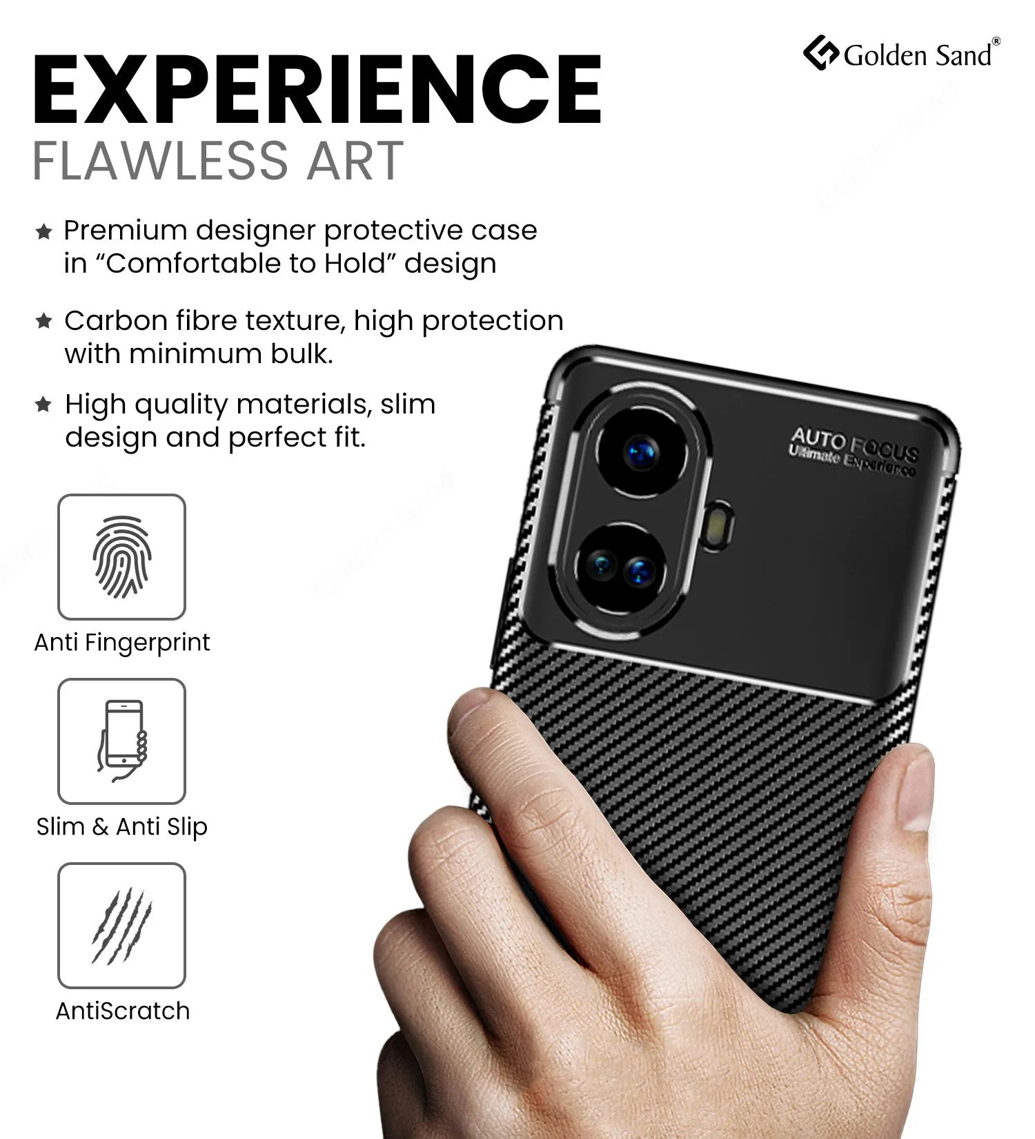 Aramid Fibre Series Shockproof Armor Back Cover for Realme 10 Pro  5G (Realme 10 Pro Plus 5G), 6.7 inch, Black