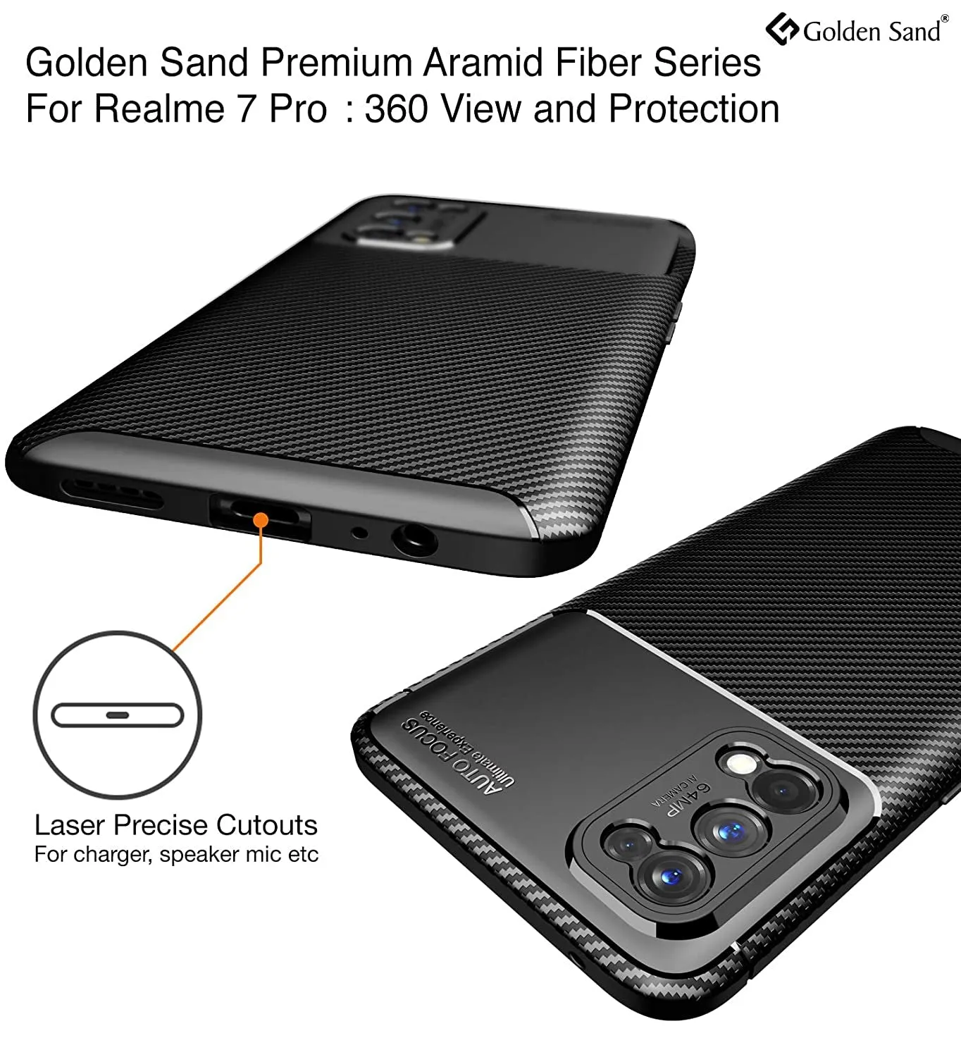Aramid Fibre Series Shockproof Armor Back Cover for Realme 7 Pro 6.4 inch, Black