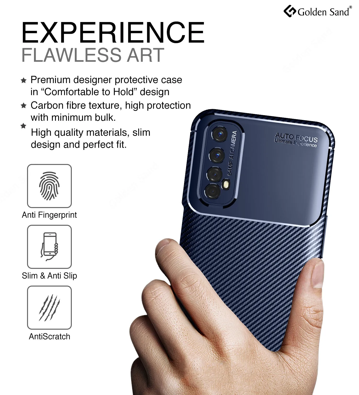 Aramid Fibre Series Shockproof Armor Back Cover for Realme 7, Realme Narzo 20 Pro, Blue