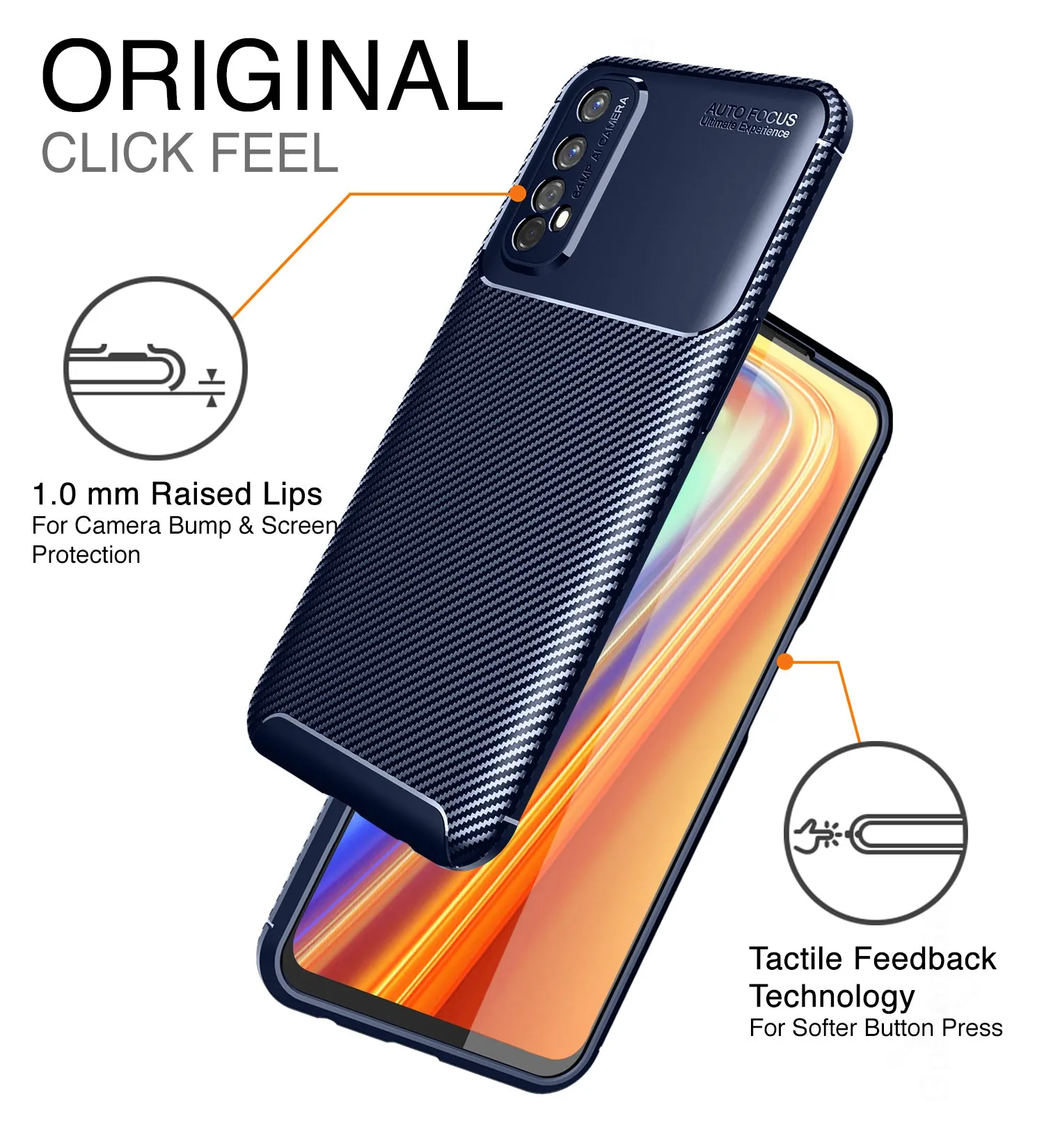 Aramid Fibre Series Shockproof Armor Back Cover for Realme 7, Realme Narzo 20 Pro, Blue