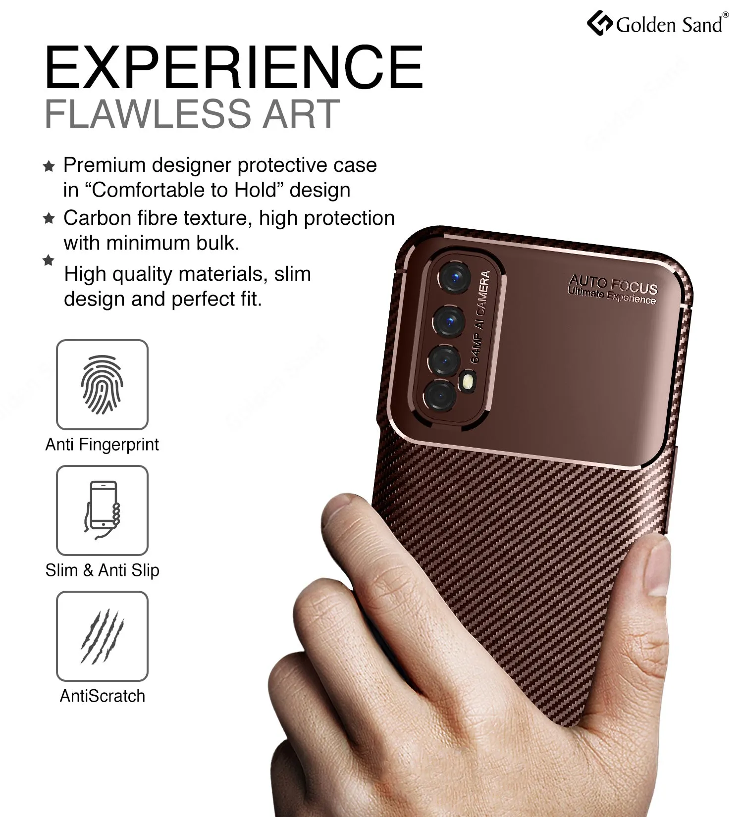 Aramid Fibre Series Shockproof Armor Back Cover for Realme 7, Realme Narzo 20 Pro, Brown