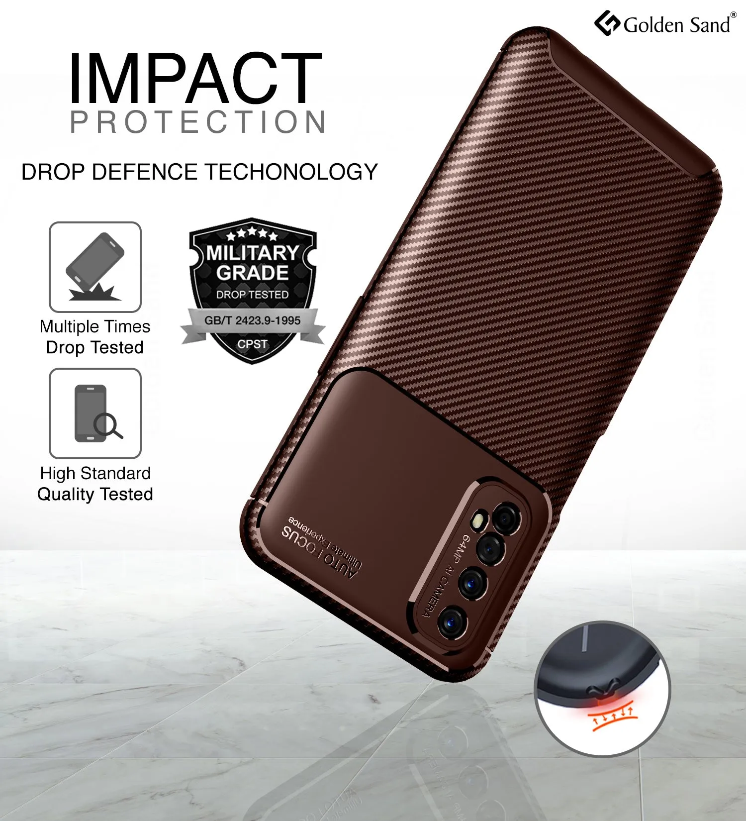 Aramid Fibre Series Shockproof Armor Back Cover for Realme 7, Realme Narzo 20 Pro, Brown