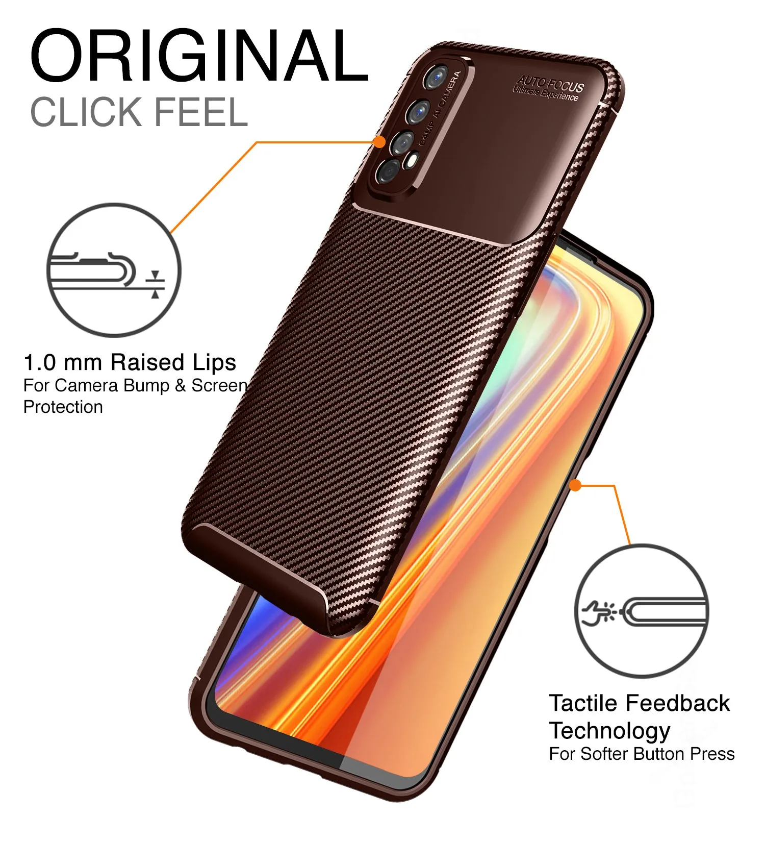 Aramid Fibre Series Shockproof Armor Back Cover for Realme 7, Realme Narzo 20 Pro, Brown