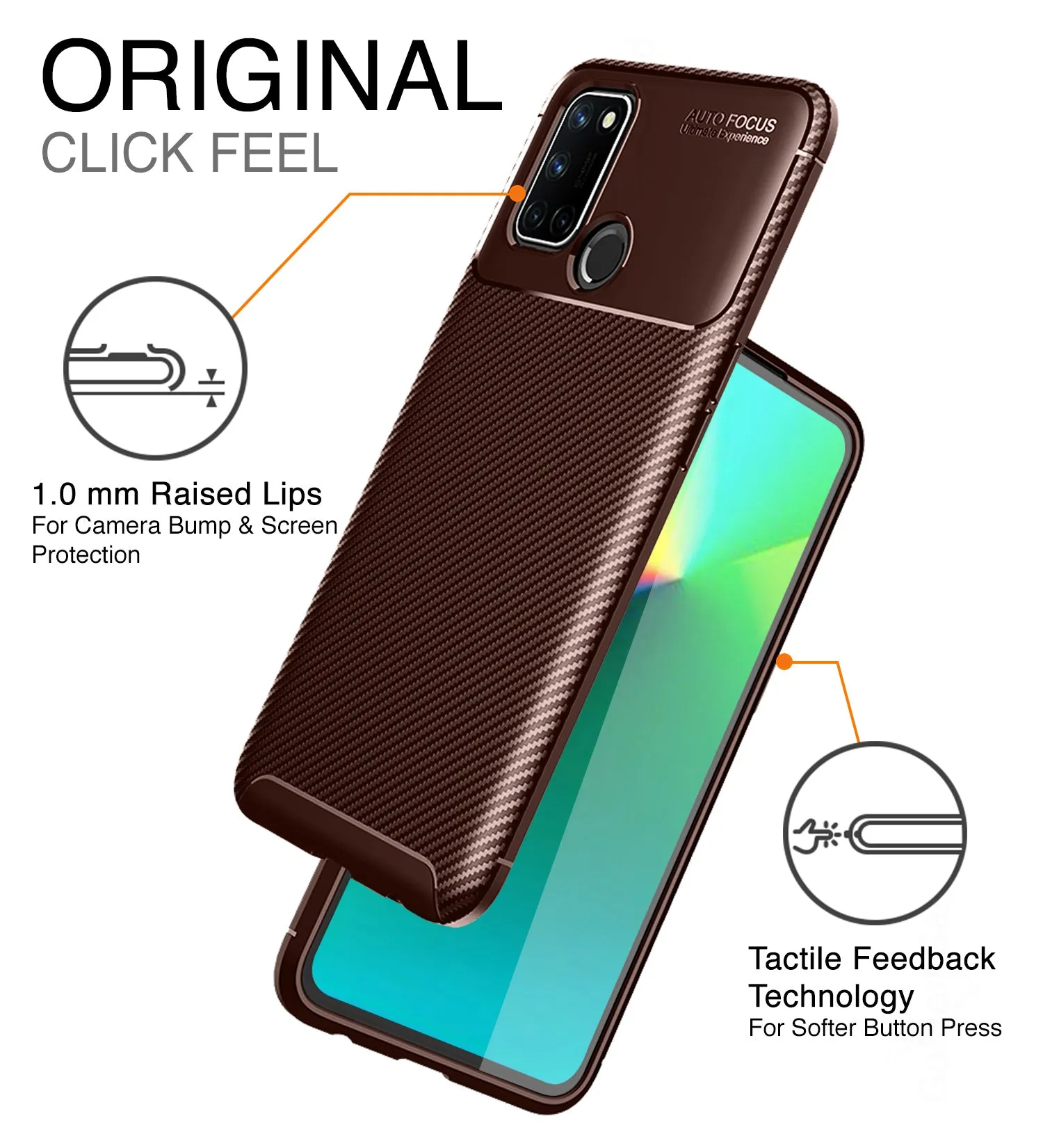 Aramid Fibre Series Shockproof Armor Back Cover for Realme 7i, Brown