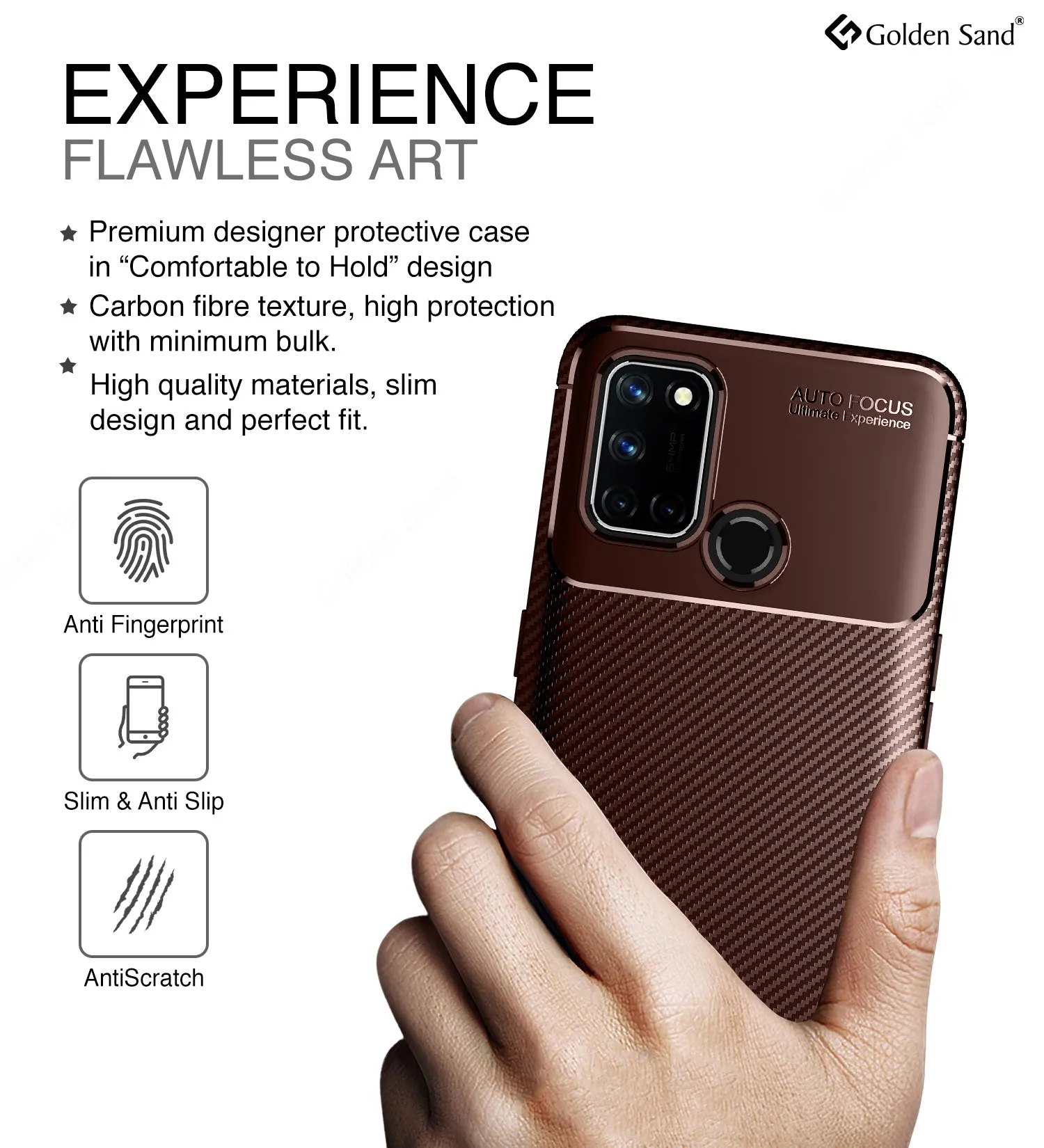 Aramid Fibre Series Shockproof Armor Back Cover for Realme 7i, Brown