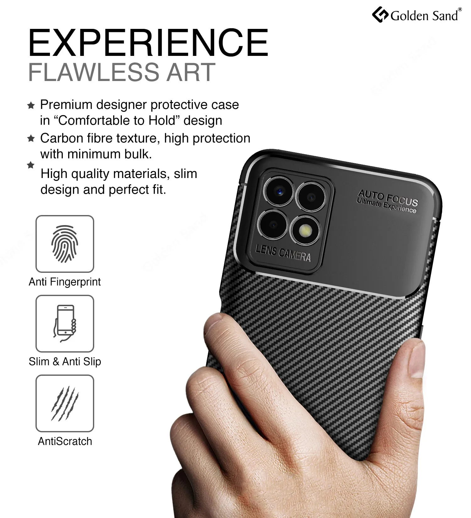 Aramid Fibre Series Shockproof Armor Back Cover for Realme 8i, realme narzo 50 4G, 6.6 inch, Black