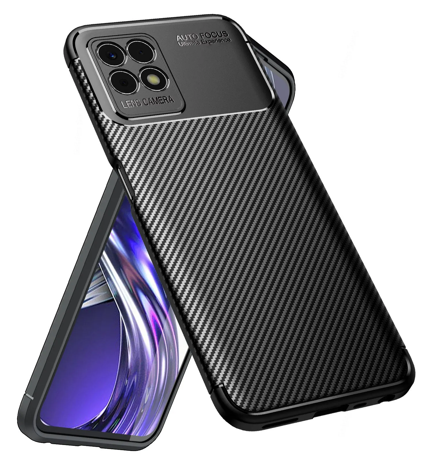 Aramid Fibre Series Shockproof Armor Back Cover for Realme 8i, realme narzo 50 4G, 6.6 inch, Black