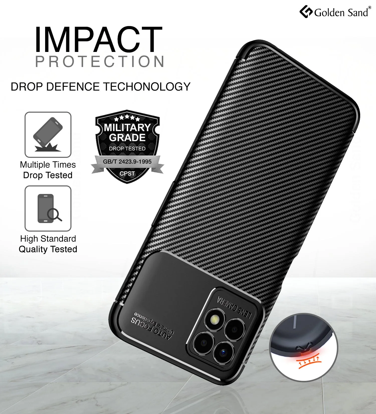 Aramid Fibre Series Shockproof Armor Back Cover for Realme 8i, realme narzo 50 4G, 6.6 inch, Black