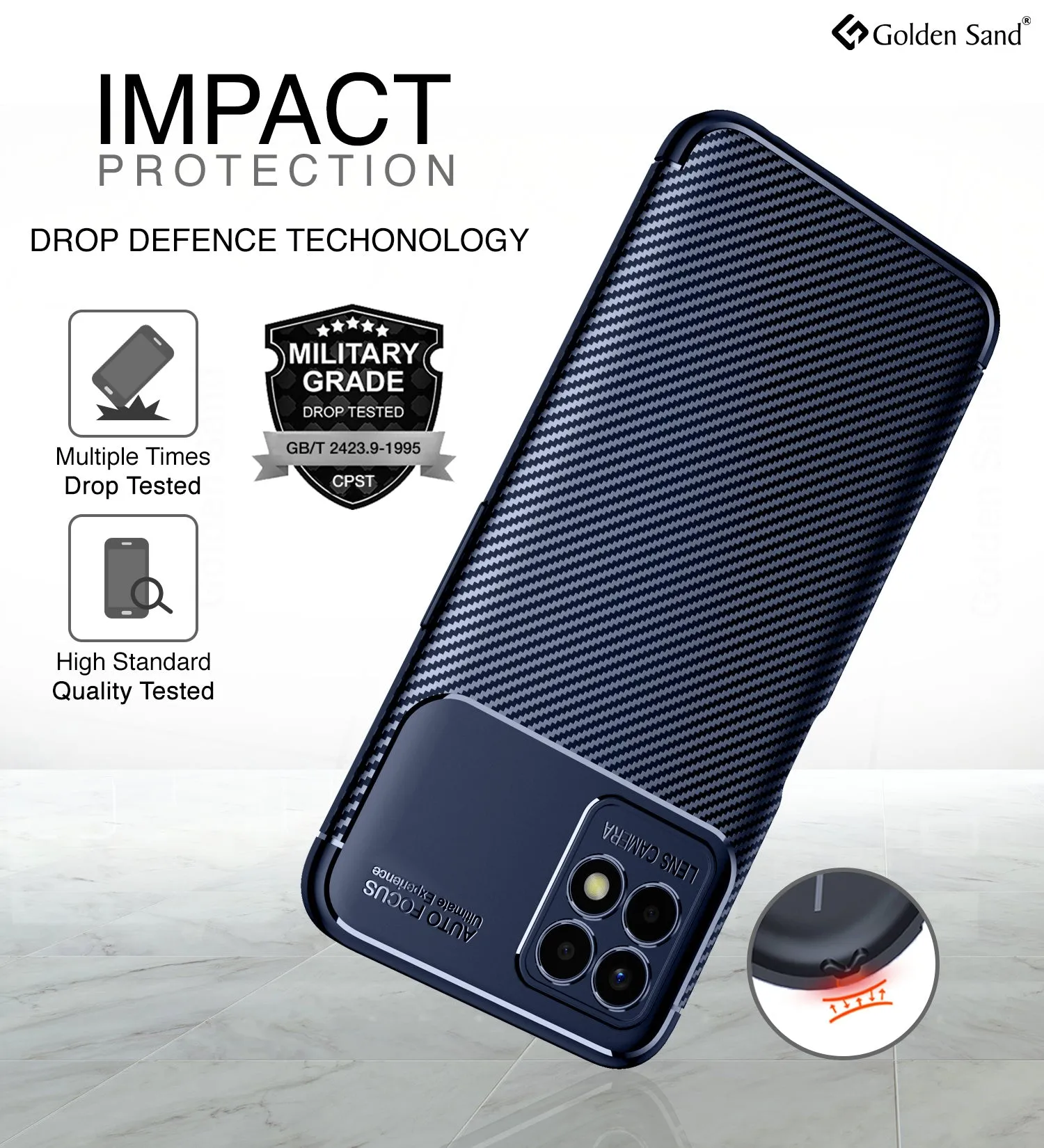 Aramid Fibre Series Shockproof Armor Back Cover for Realme 8i, realme narzo 50 4G, 6.6 inch, Blue