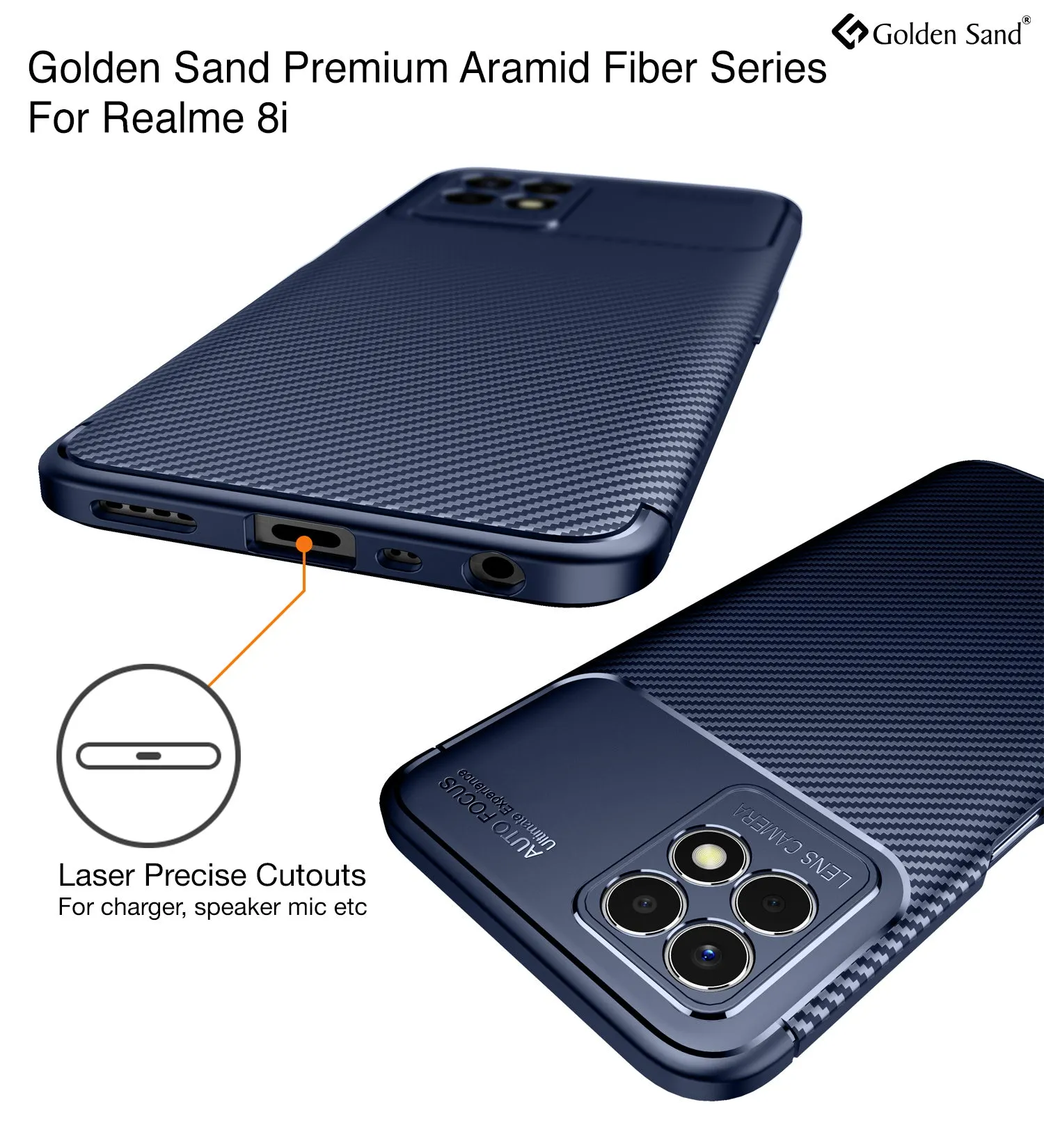 Aramid Fibre Series Shockproof Armor Back Cover for Realme 8i, realme narzo 50 4G, 6.6 inch, Blue