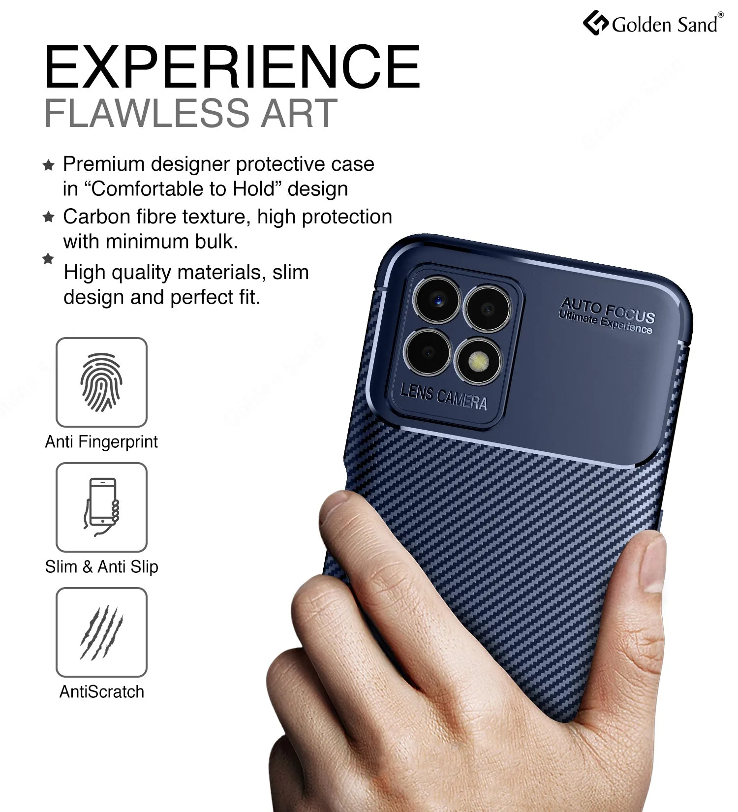 Aramid Fibre Series Shockproof Armor Back Cover for Realme 8i, realme narzo 50 4G, 6.6 inch, Blue