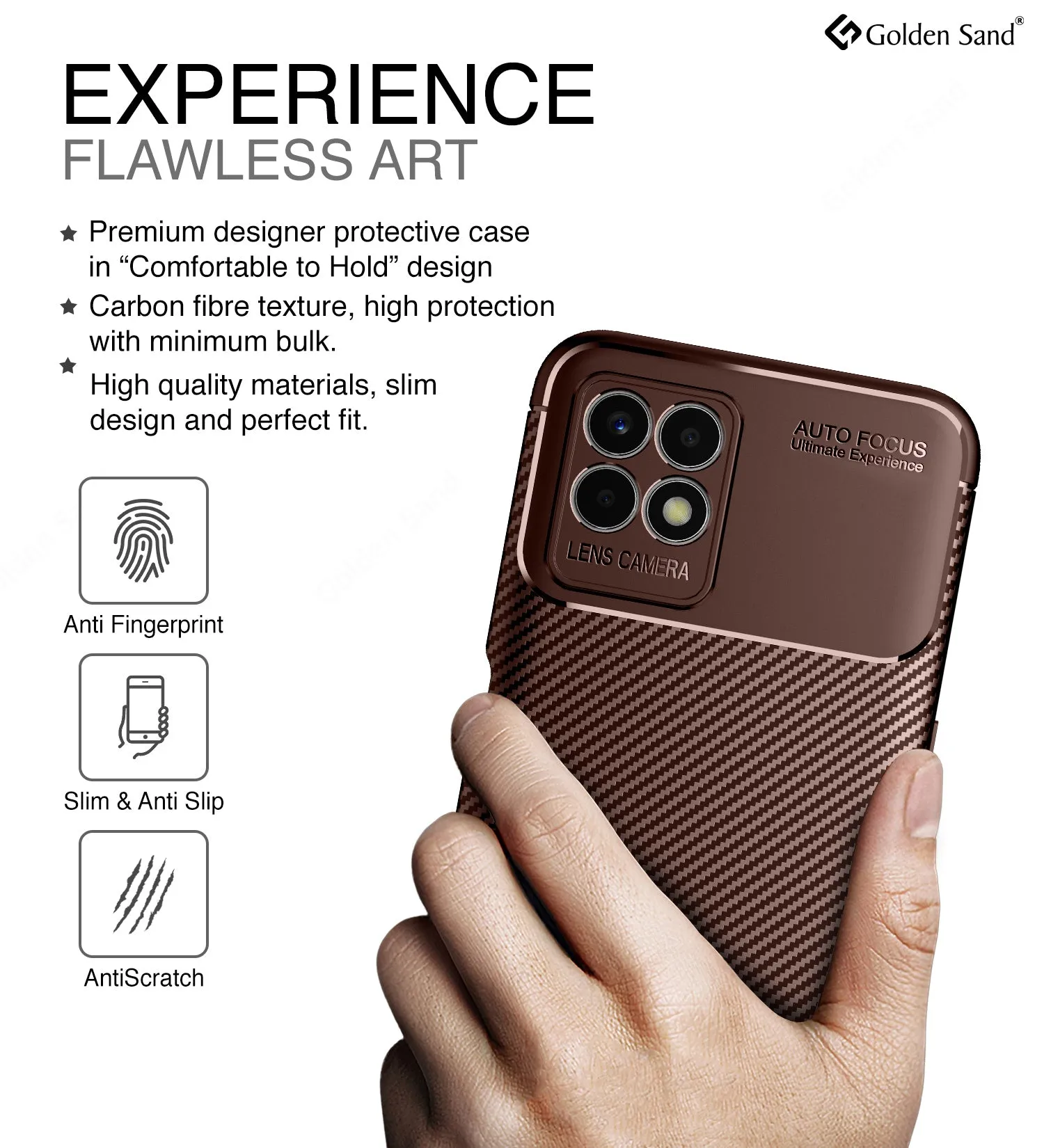 Aramid Fibre Series Shockproof Armor Back Cover for Realme 8i, realme narzo 50 4G, 6.6 inch, Brown