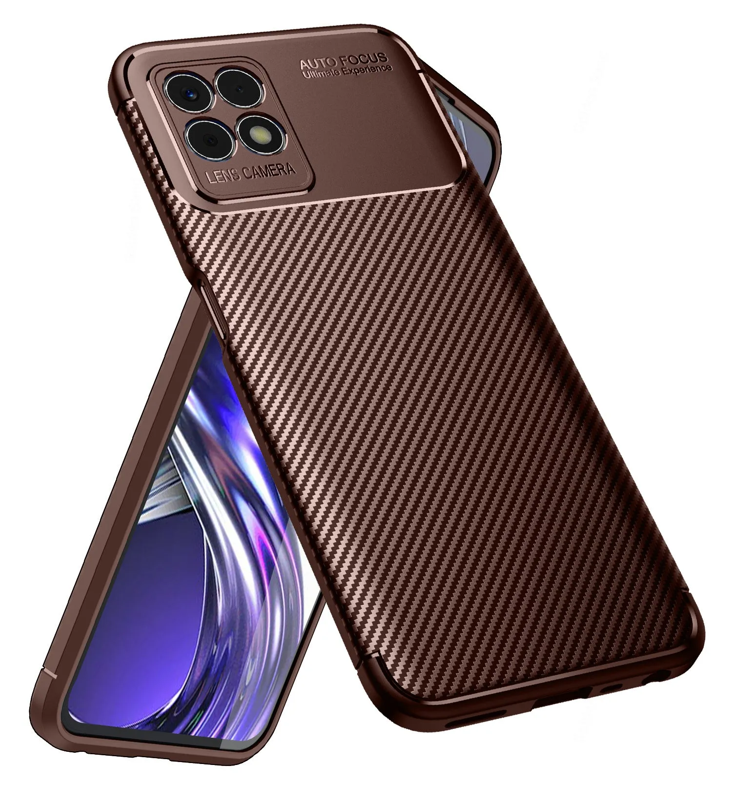 Aramid Fibre Series Shockproof Armor Back Cover for Realme 8i, realme narzo 50 4G, 6.6 inch, Brown