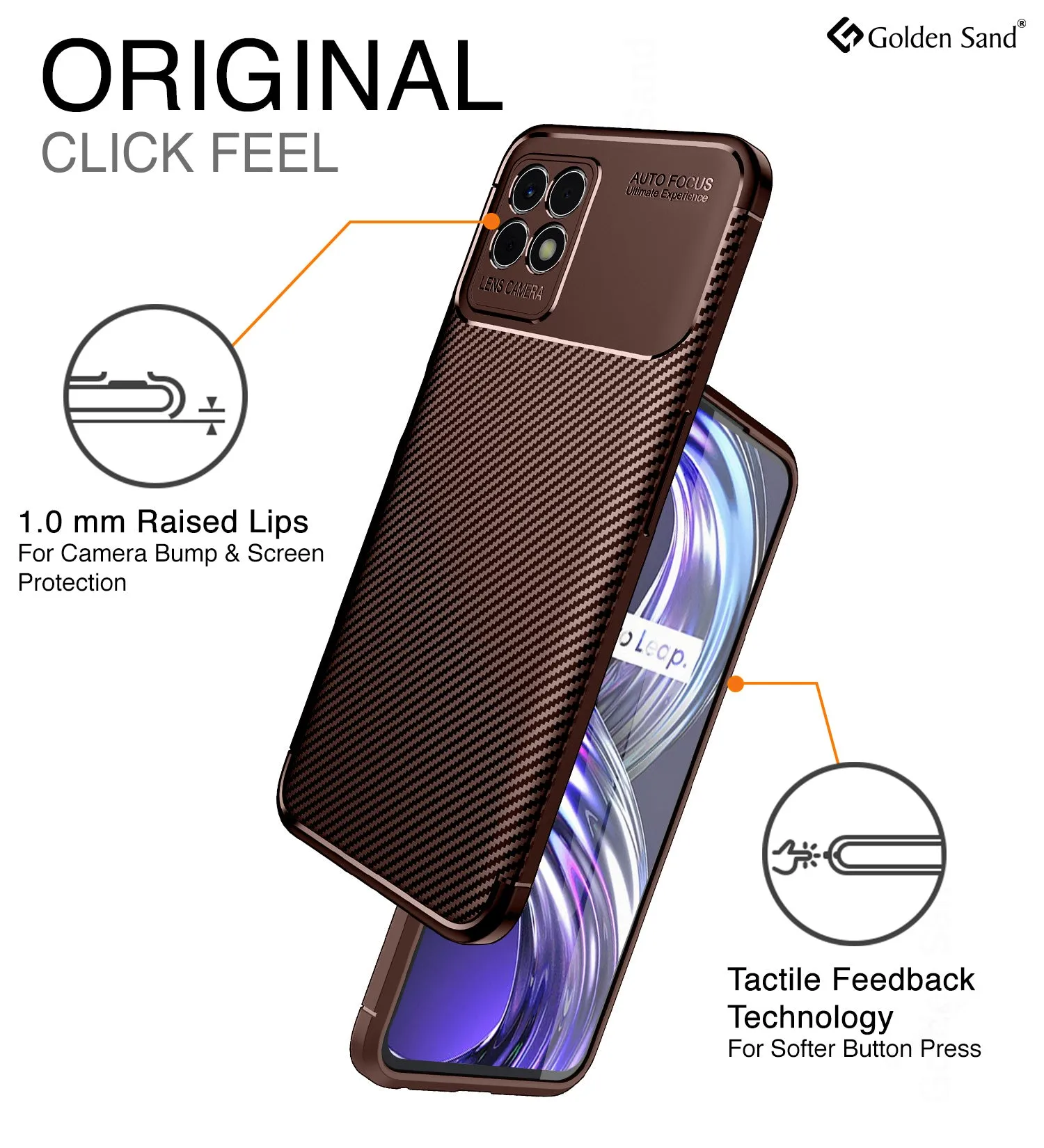 Aramid Fibre Series Shockproof Armor Back Cover for Realme 8i, realme narzo 50 4G, 6.6 inch, Brown