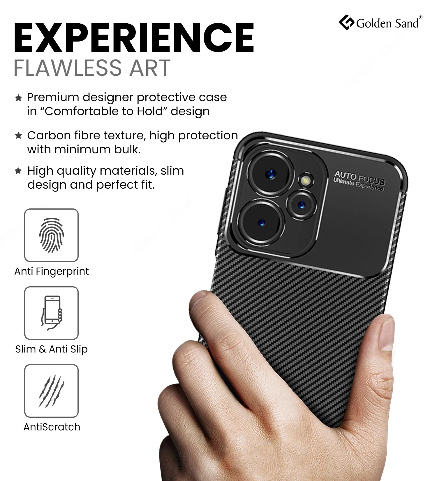 Aramid Fibre Series Shockproof Armor Back Cover for Realme 9i 5G, 6.6 inch, Black