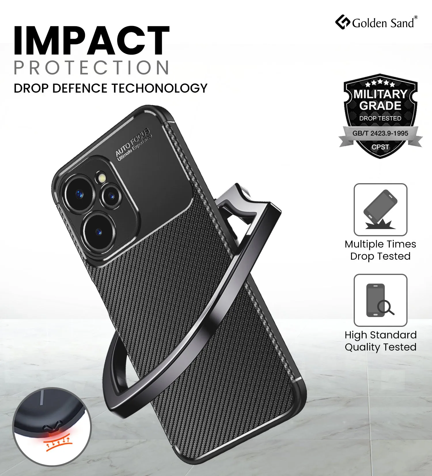Aramid Fibre Series Shockproof Armor Back Cover for Realme 9i 5G, 6.6 inch, Black