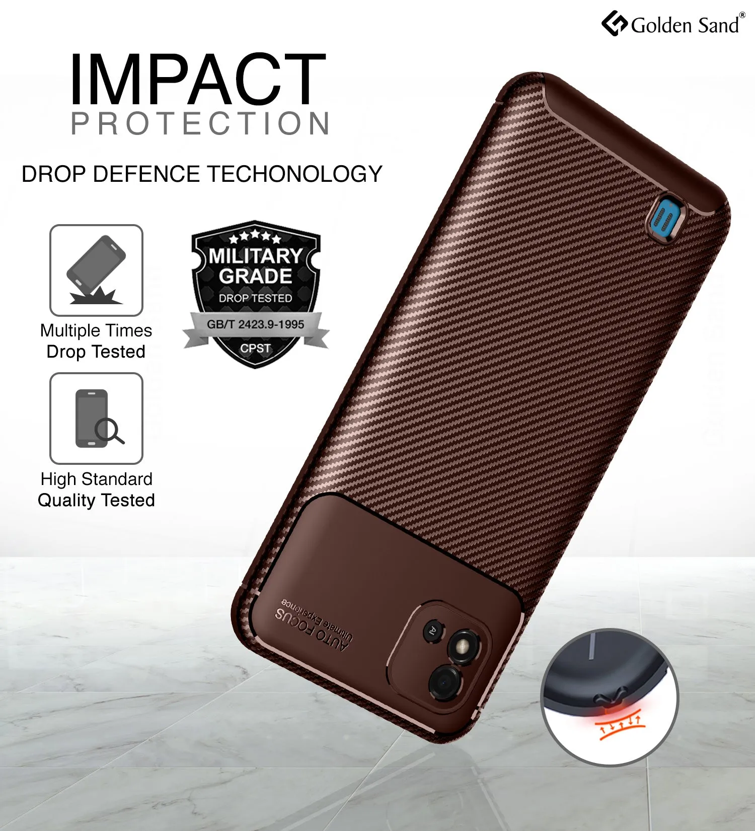 Aramid Fibre Series Shockproof Armor Back Cover for Realme C20, Realme C11 (2021), 6.5 inch, Brown