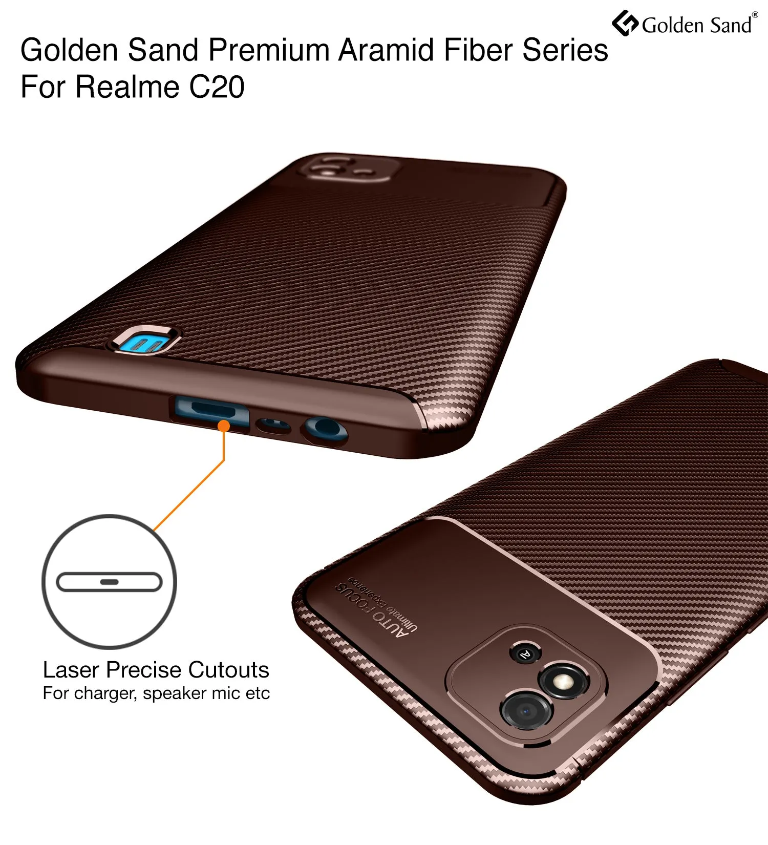 Aramid Fibre Series Shockproof Armor Back Cover for Realme C20, Realme C11 (2021), 6.5 inch, Brown