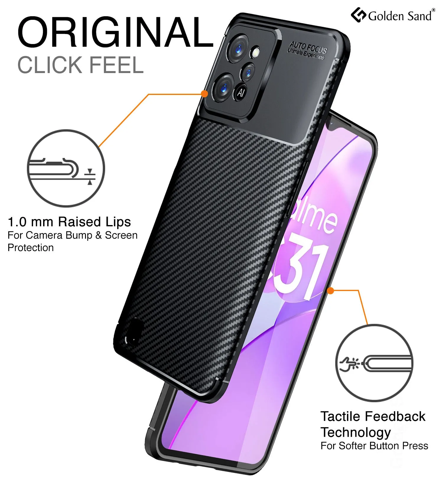 Aramid Fibre Series Shockproof Armor Back Cover for Realme C31, 6.5 inch, Black