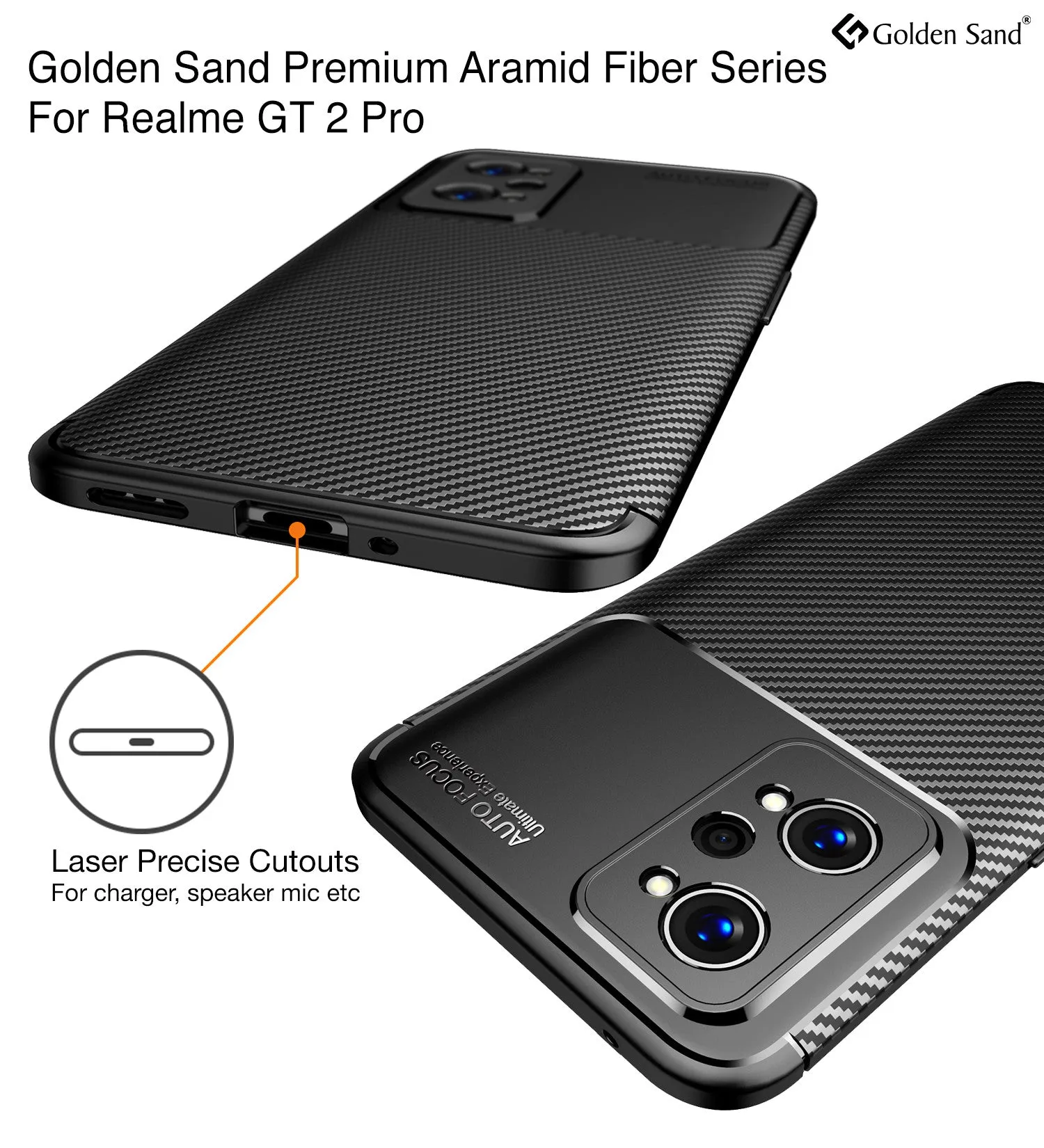 Aramid Fibre Series Shockproof Armor Back Cover for Realme GT 2 Pro, 6.7 inch, Black