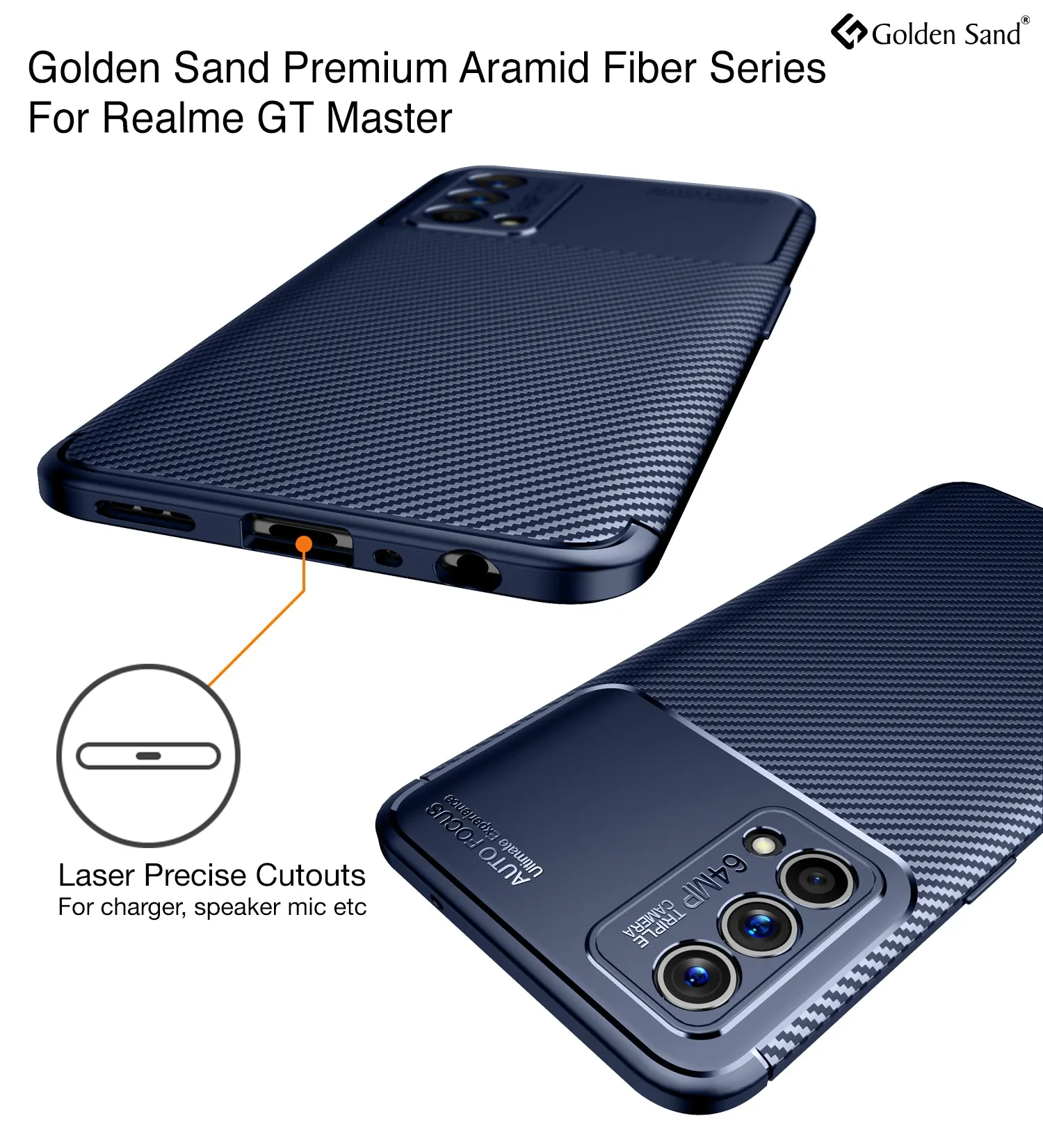 Aramid Fibre Series Shockproof Armor Back Cover for Realme GT Master Edition, 6.43 inch, Blue