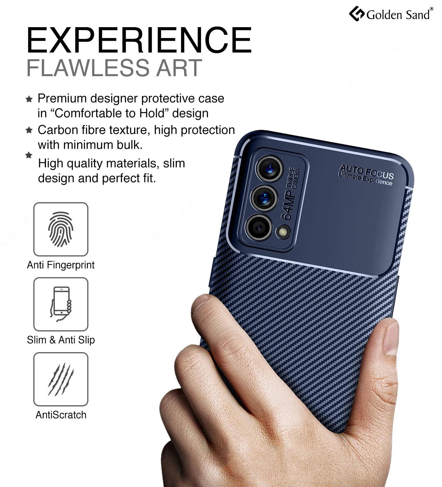 Aramid Fibre Series Shockproof Armor Back Cover for Realme GT Master Edition, 6.43 inch, Blue