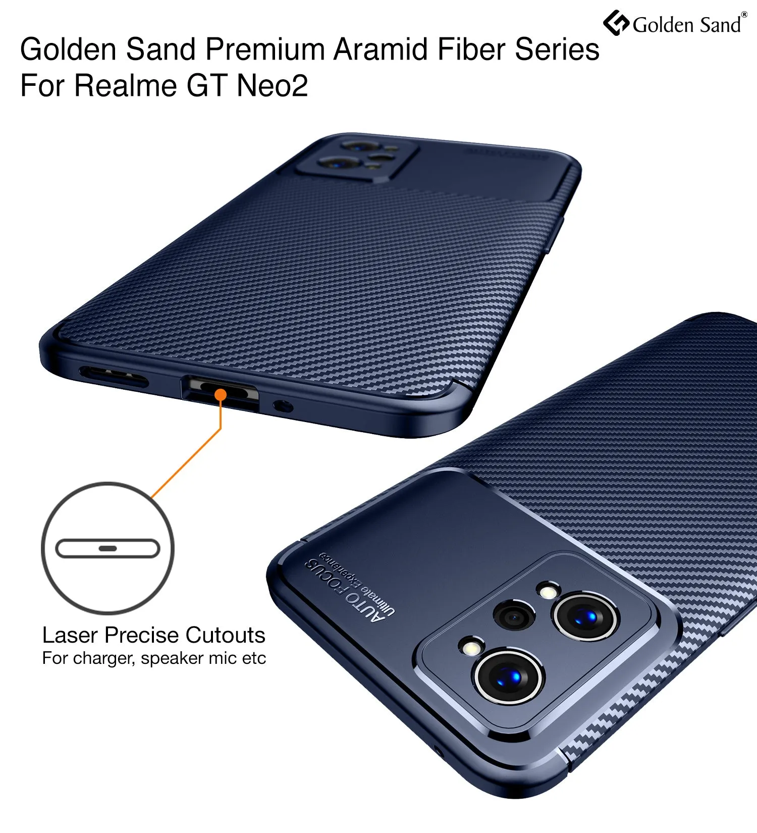 Aramid Fibre Series Shockproof Armor Back Cover for Realme GT Neo 3T, Realme GT 2, Realme GT Neo 2, 6.62 inch, Blue