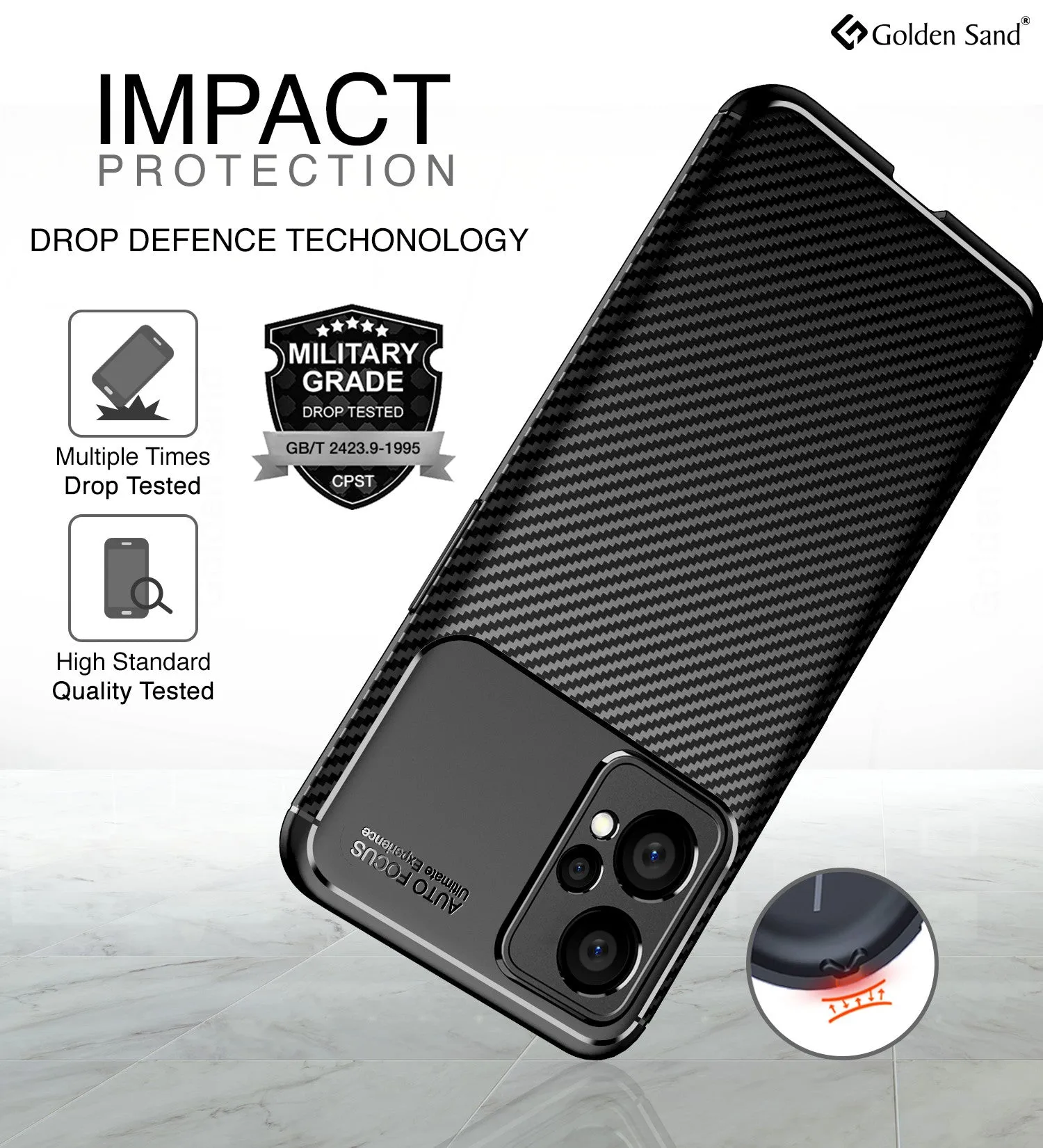Aramid Fibre Series Shockproof Armor Back Cover for Realme Narzo 50 Pro, Realme 9 Pro  Plus 5G, Realme 9 4G, 6.4 inch, Black