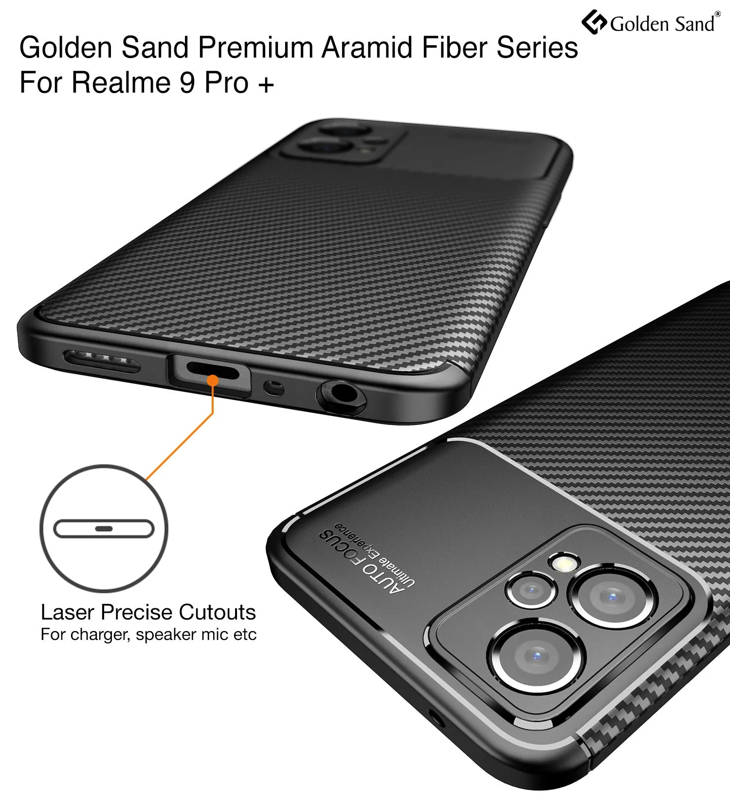 Aramid Fibre Series Shockproof Armor Back Cover for Realme Narzo 50 Pro, Realme 9 Pro  Plus 5G, Realme 9 4G, 6.4 inch, Black