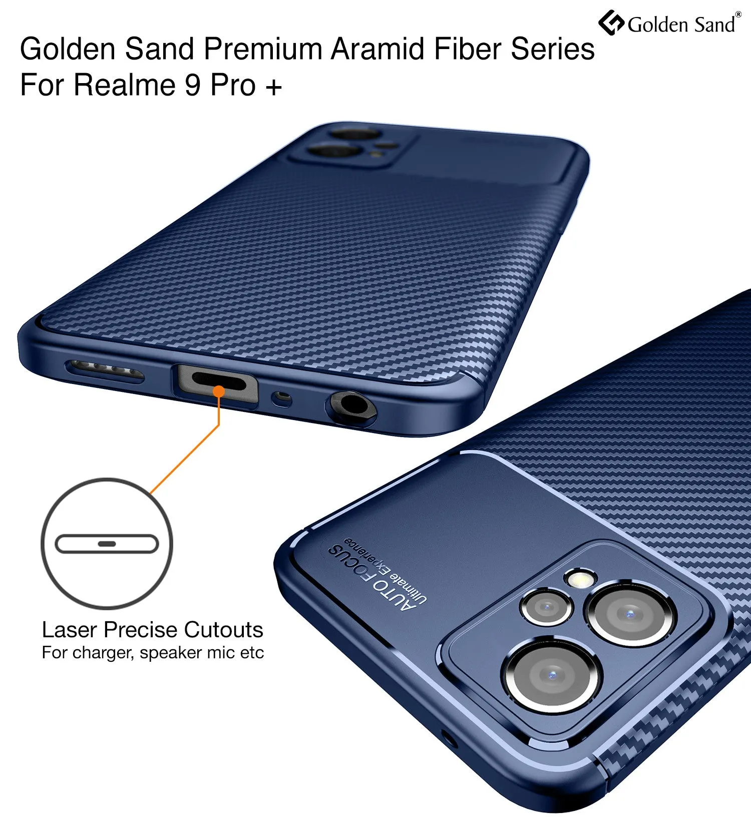 Aramid Fibre Series Shockproof Armor Back Cover for Realme Narzo 50 Pro, Realme 9 Pro  Plus 5G, Realme 9 4G, 6.4 inch, Blue