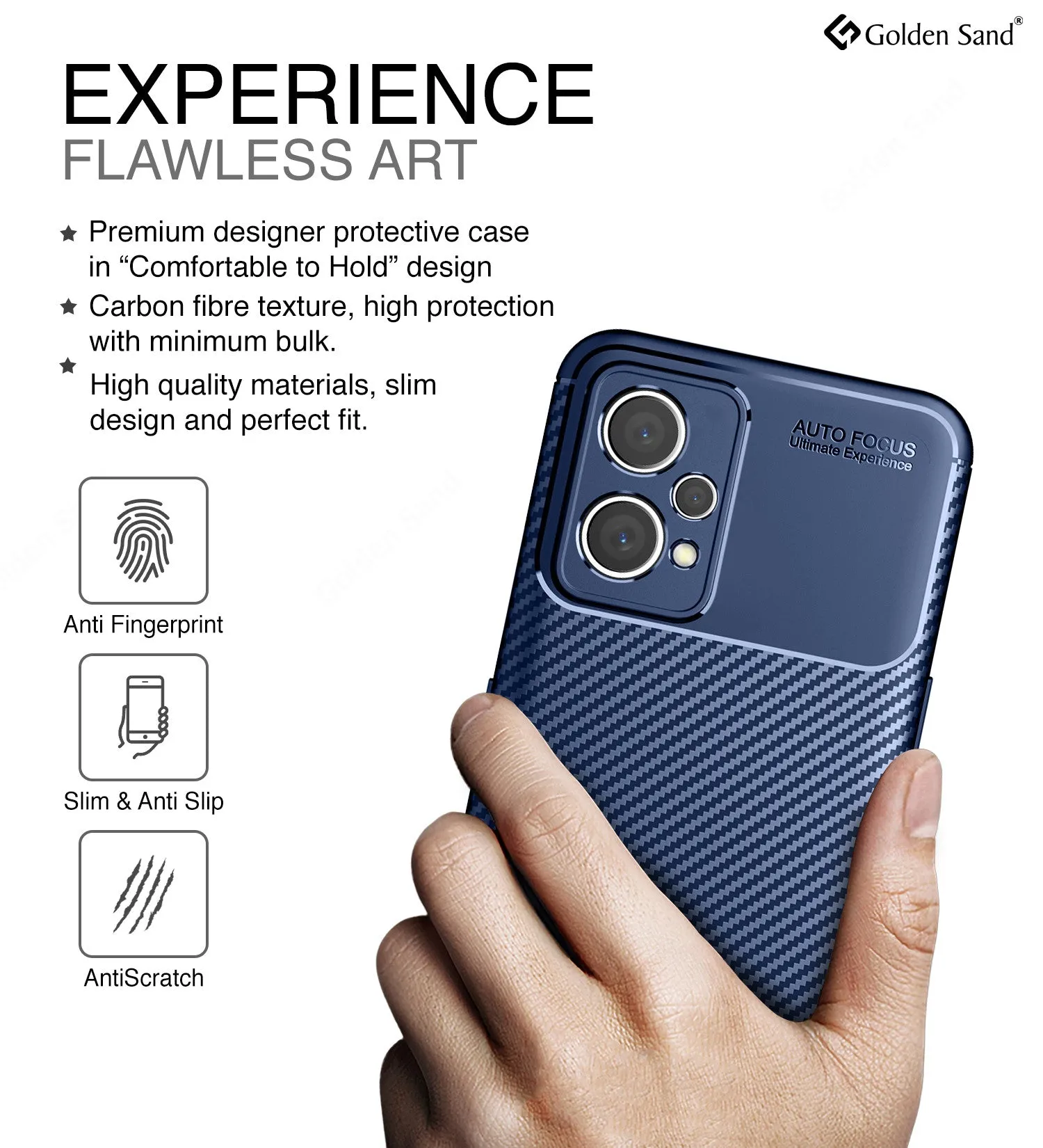 Aramid Fibre Series Shockproof Armor Back Cover for Realme Narzo 50 Pro, Realme 9 Pro  Plus 5G, Realme 9 4G, 6.4 inch, Blue