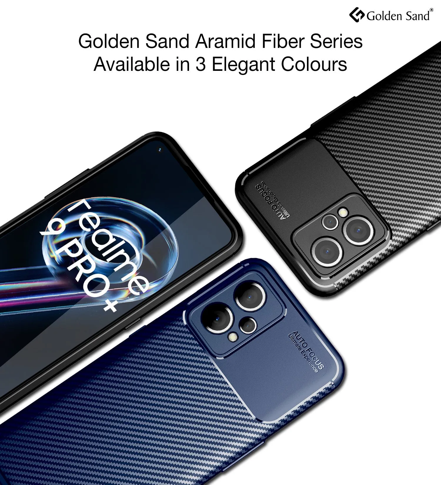 Aramid Fibre Series Shockproof Armor Back Cover for Realme Narzo 50 Pro, Realme 9 Pro  Plus 5G, Realme 9 4G, 6.4 inch, Blue