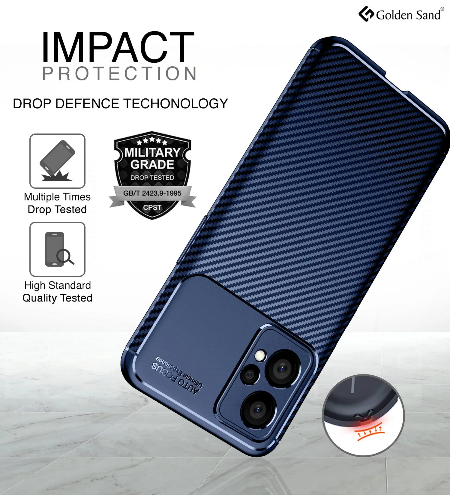Aramid Fibre Series Shockproof Armor Back Cover for Realme Narzo 50 Pro, Realme 9 Pro  Plus 5G, Realme 9 4G, 6.4 inch, Blue