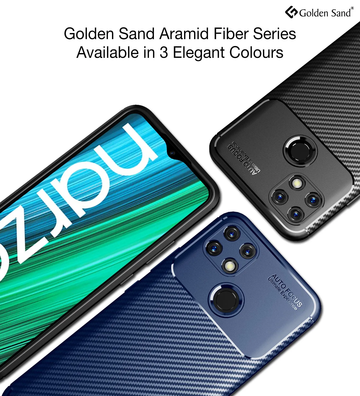 Aramid Fibre Series Shockproof Armor Back Cover for Realme Narzo 50A, 6.5 inch, Blue