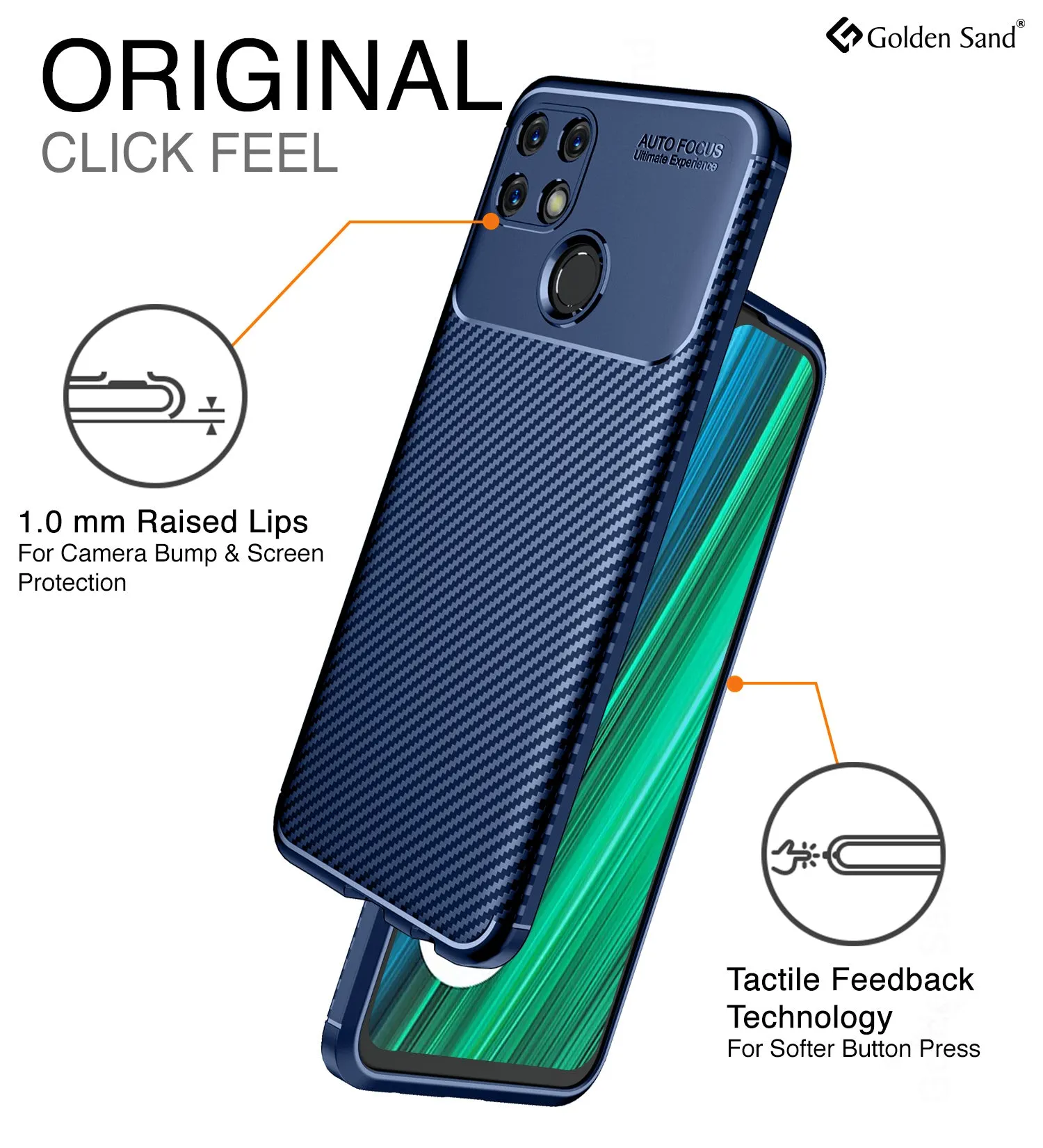Aramid Fibre Series Shockproof Armor Back Cover for Realme Narzo 50A, 6.5 inch, Blue