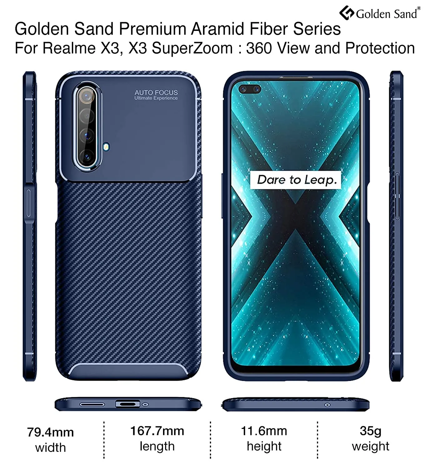 Aramid Fibre Series Shockproof Armor Back Cover for Realme X3, Realme X3 Super Zoom 6.6 inch, Blue