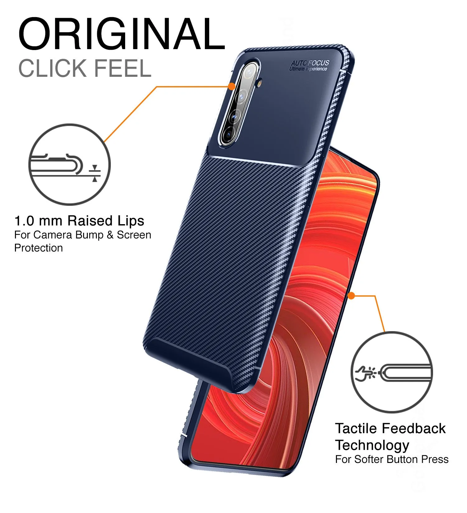 Aramid Fibre Series Shockproof Armor Back Cover for Realme X50 Pro, Rust Blue
