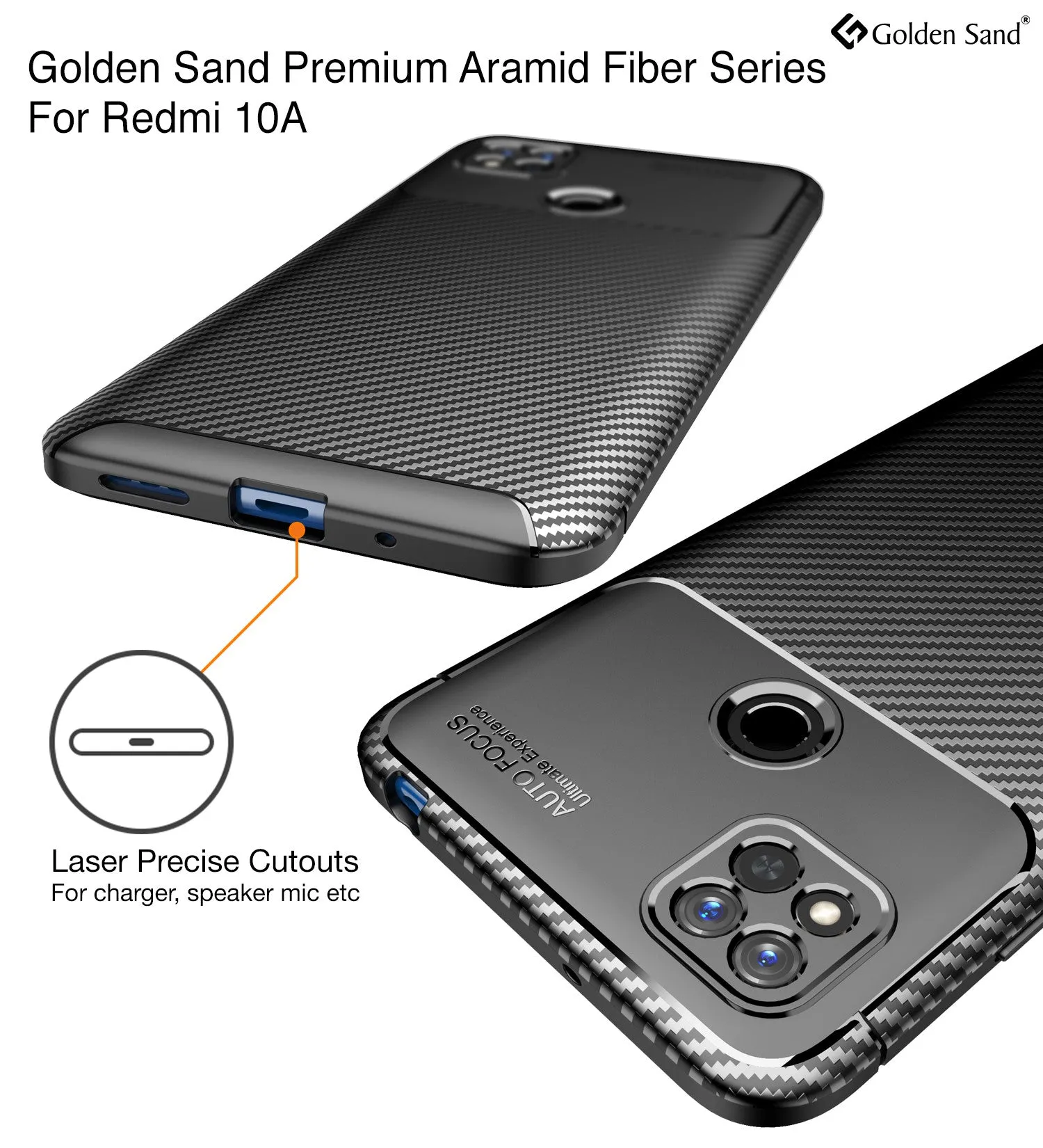 Aramid Fibre Series Shockproof Armor Back Cover for Redmi 10A, 6.53 inch, Black
