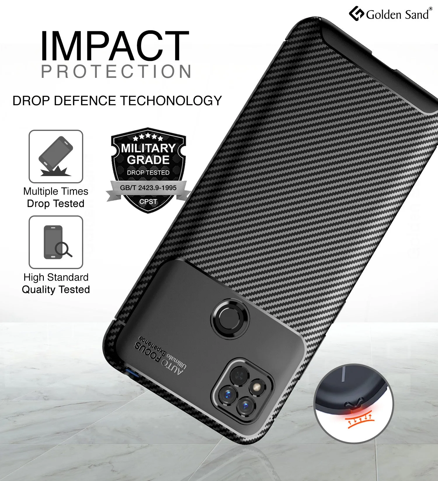Aramid Fibre Series Shockproof Armor Back Cover for Redmi 10A, 6.53 inch, Black