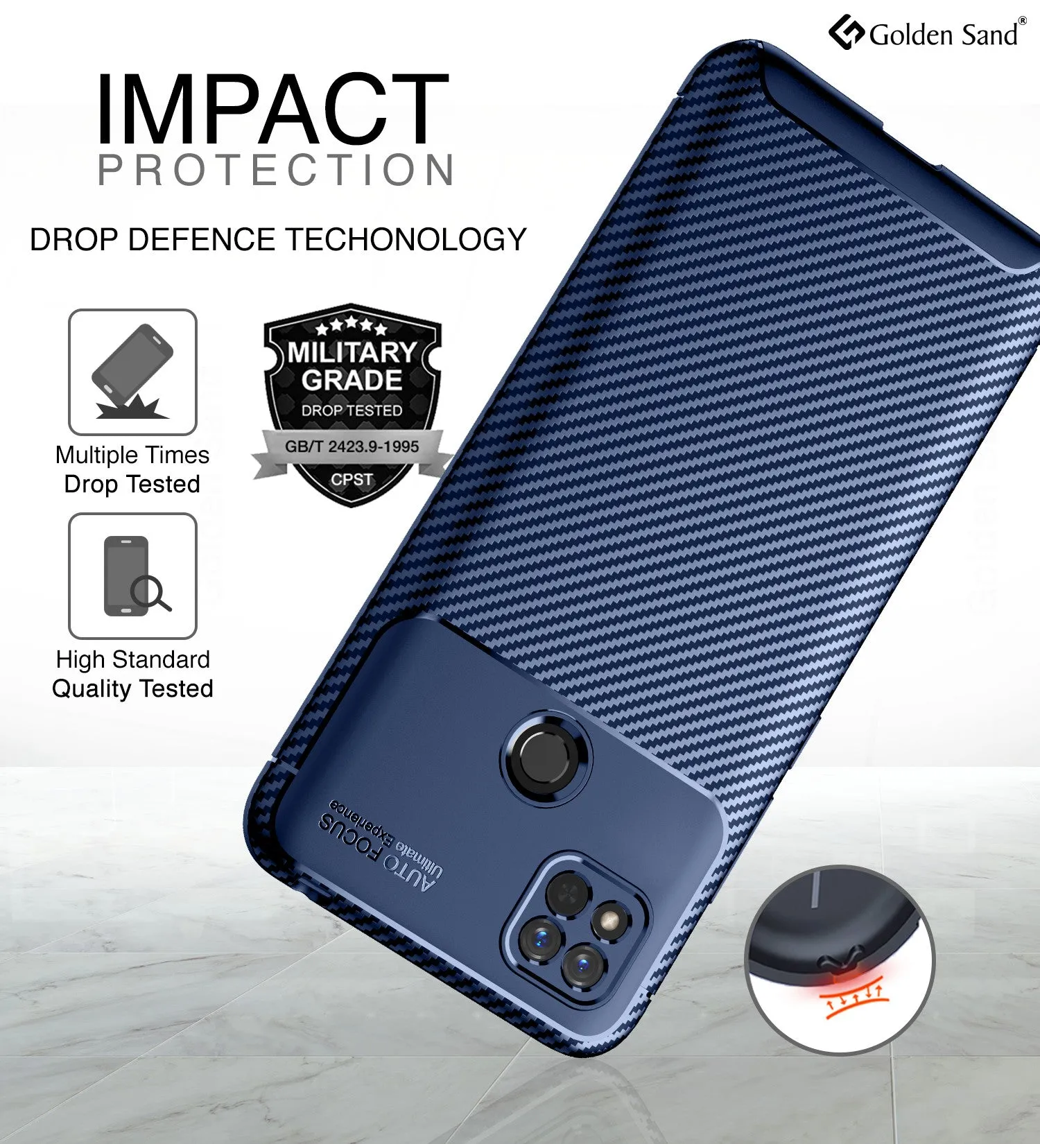 Aramid Fibre Series Shockproof Armor Back Cover for Redmi 10A, 6.53 inch, Blue