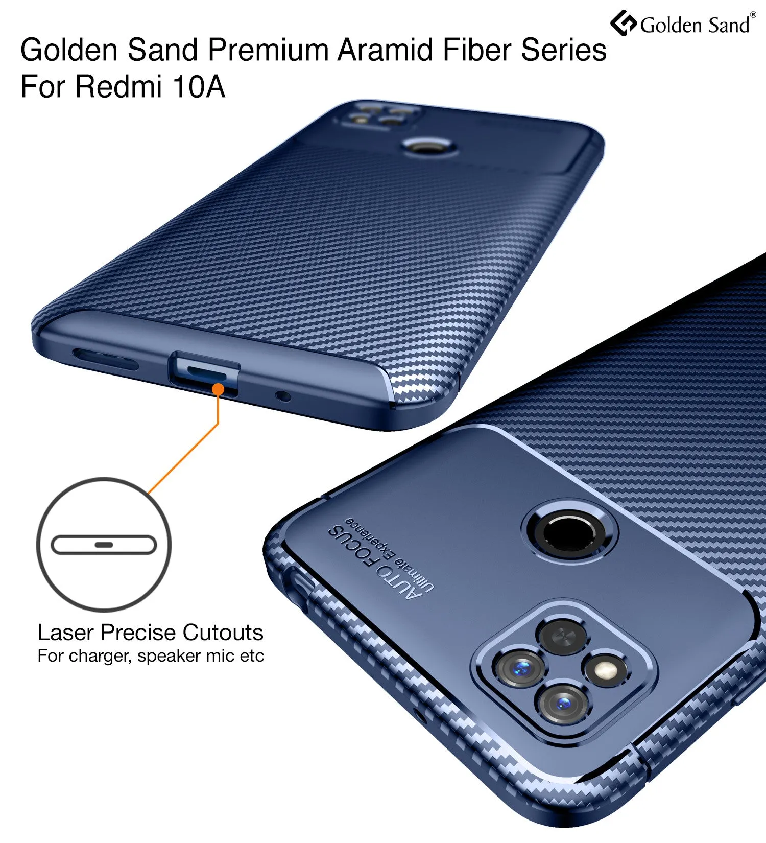 Aramid Fibre Series Shockproof Armor Back Cover for Redmi 10A, 6.53 inch, Blue