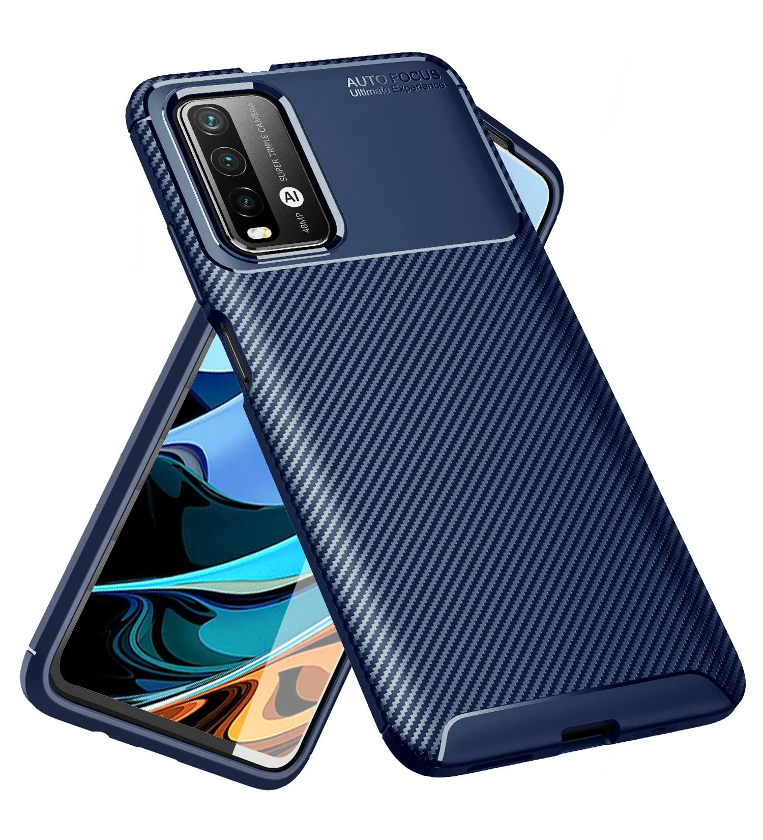 Aramid Fibre Series Shockproof Armor Back Cover for Redmi 9 Power, Blazing Blue