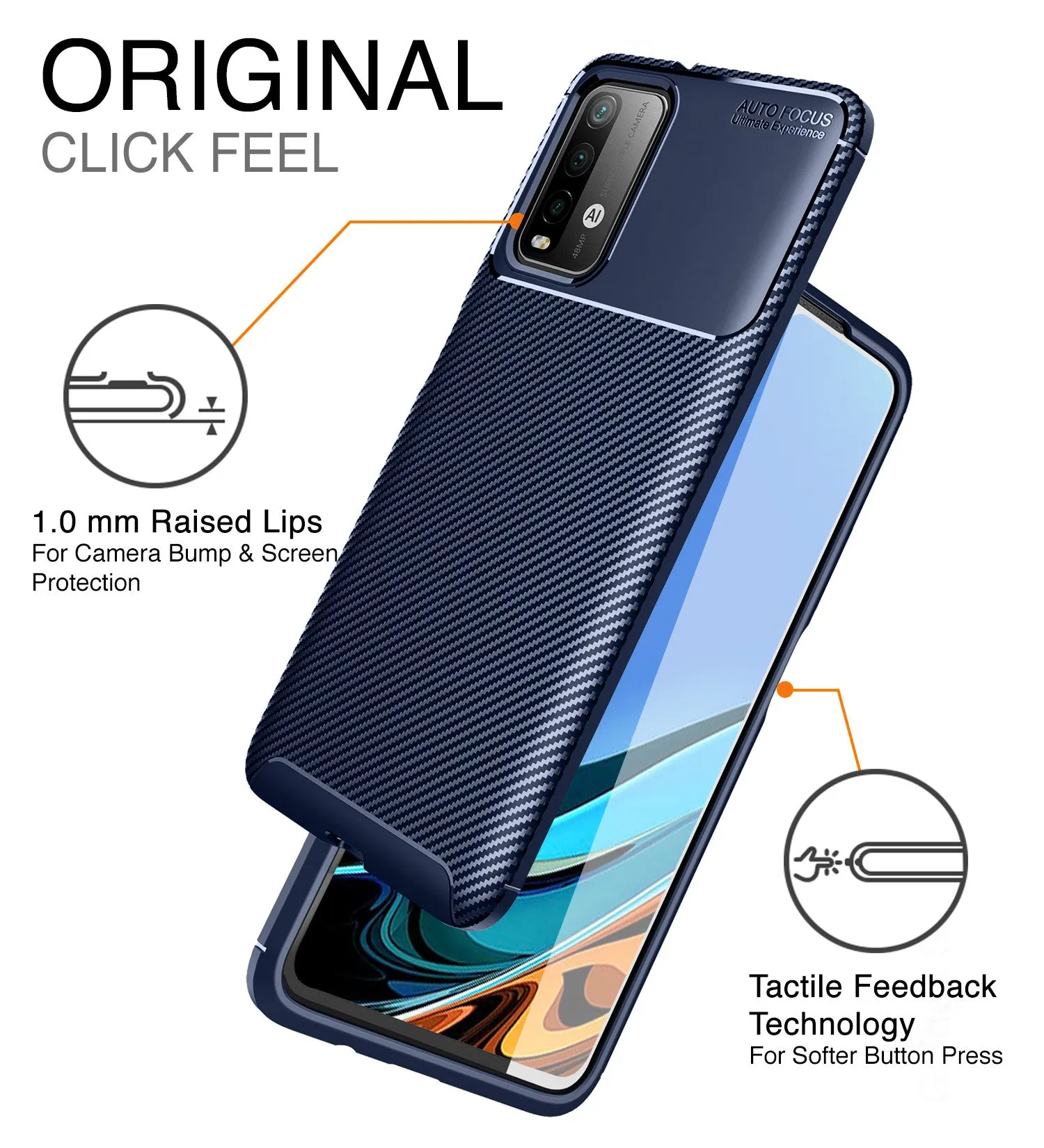 Aramid Fibre Series Shockproof Armor Back Cover for Redmi 9 Power, Blazing Blue