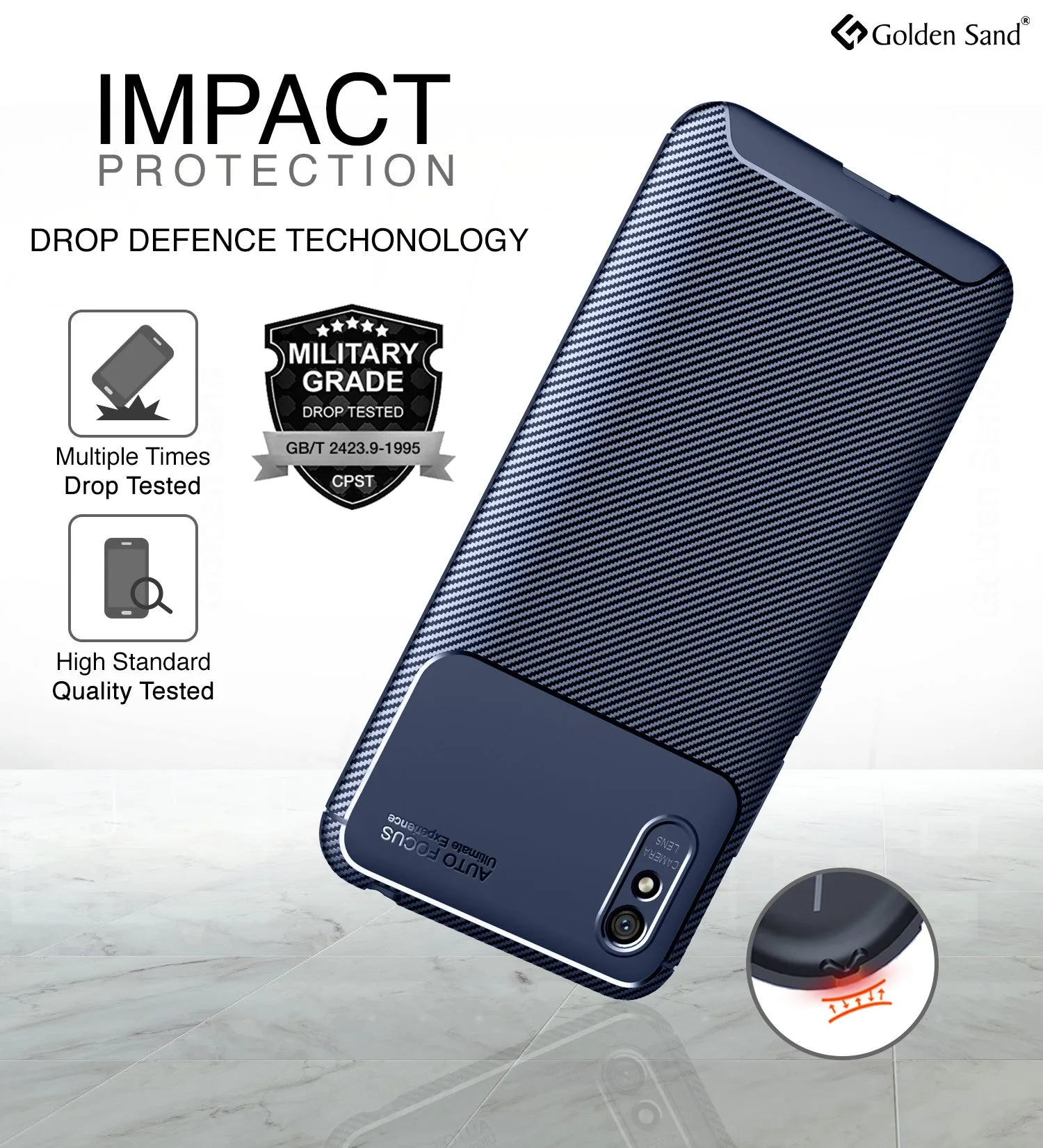 Aramid Fibre Series Shockproof Armor Back Cover for Redmi 9i, Sea Blue