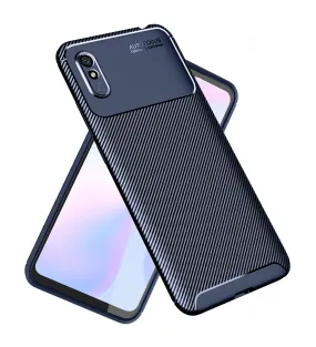 Aramid Fibre Series Shockproof Armor Back Cover for Redmi 9i, Sea Blue