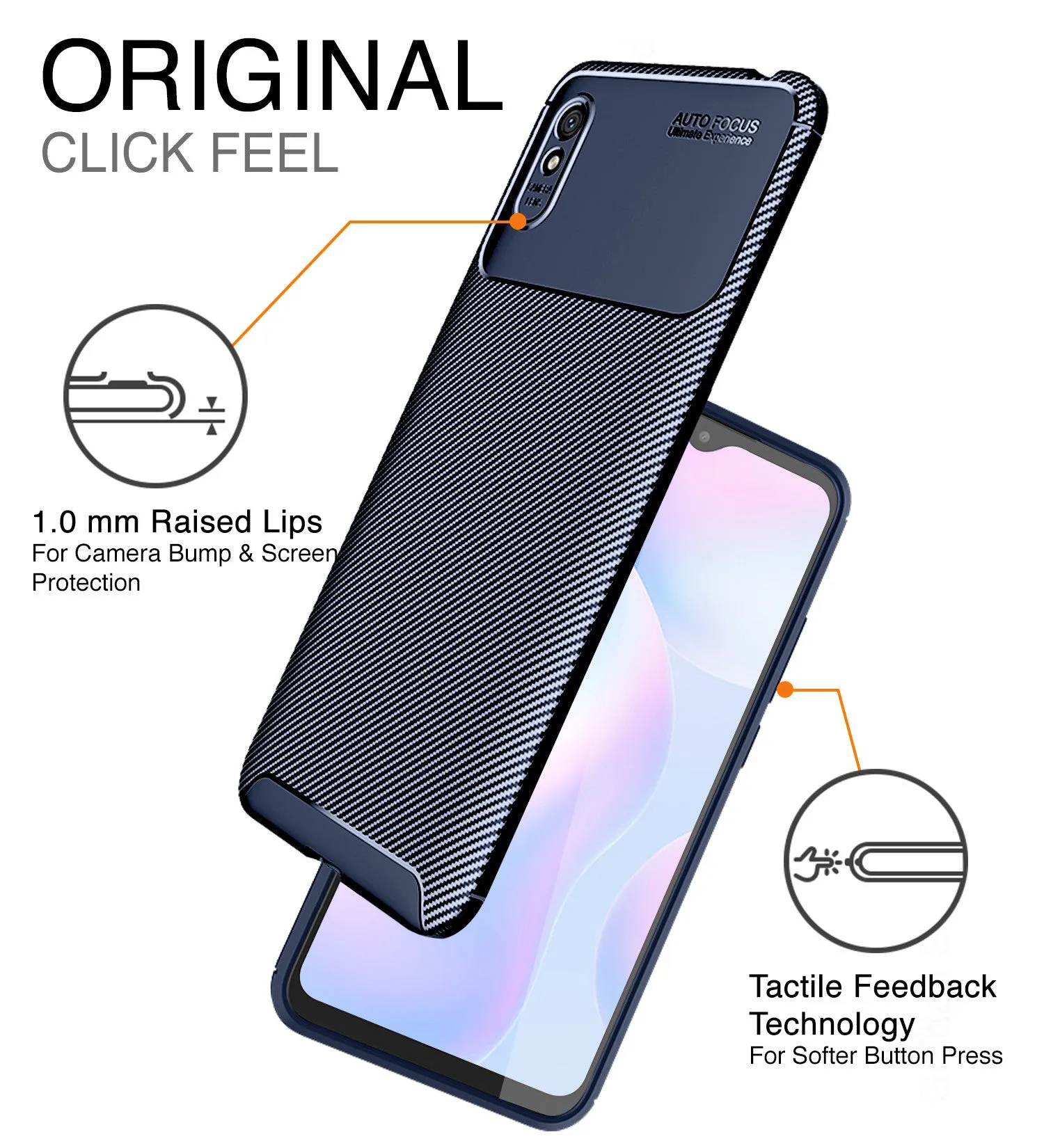 Aramid Fibre Series Shockproof Armor Back Cover for Redmi 9i, Sea Blue