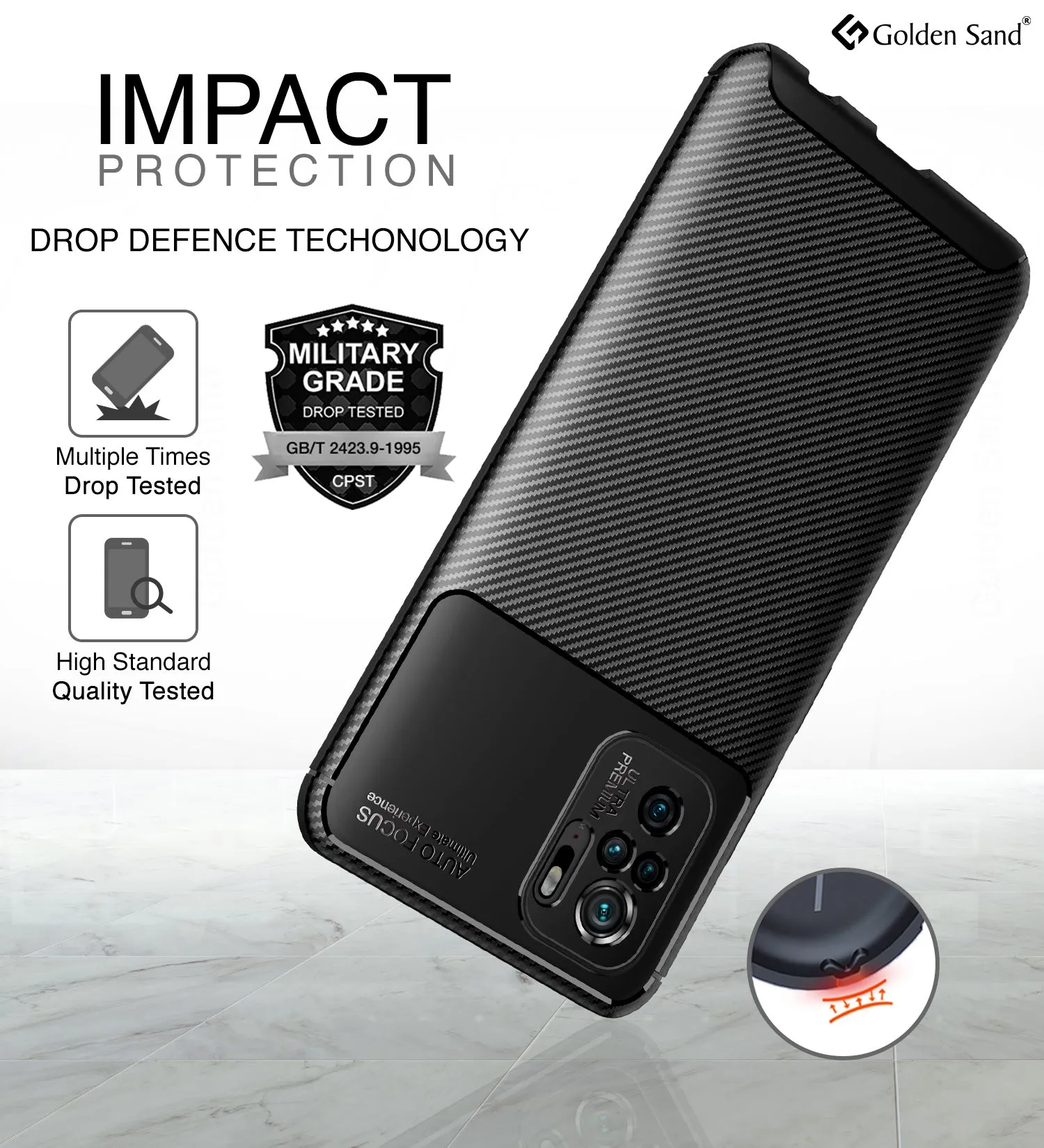 Aramid Fibre Series Shockproof Armor Back Cover for REDMI Note 11 SE, Xiaomi Redmi Note 10, Xiaomi Redmi Note 10S, 6.43 inch, Black