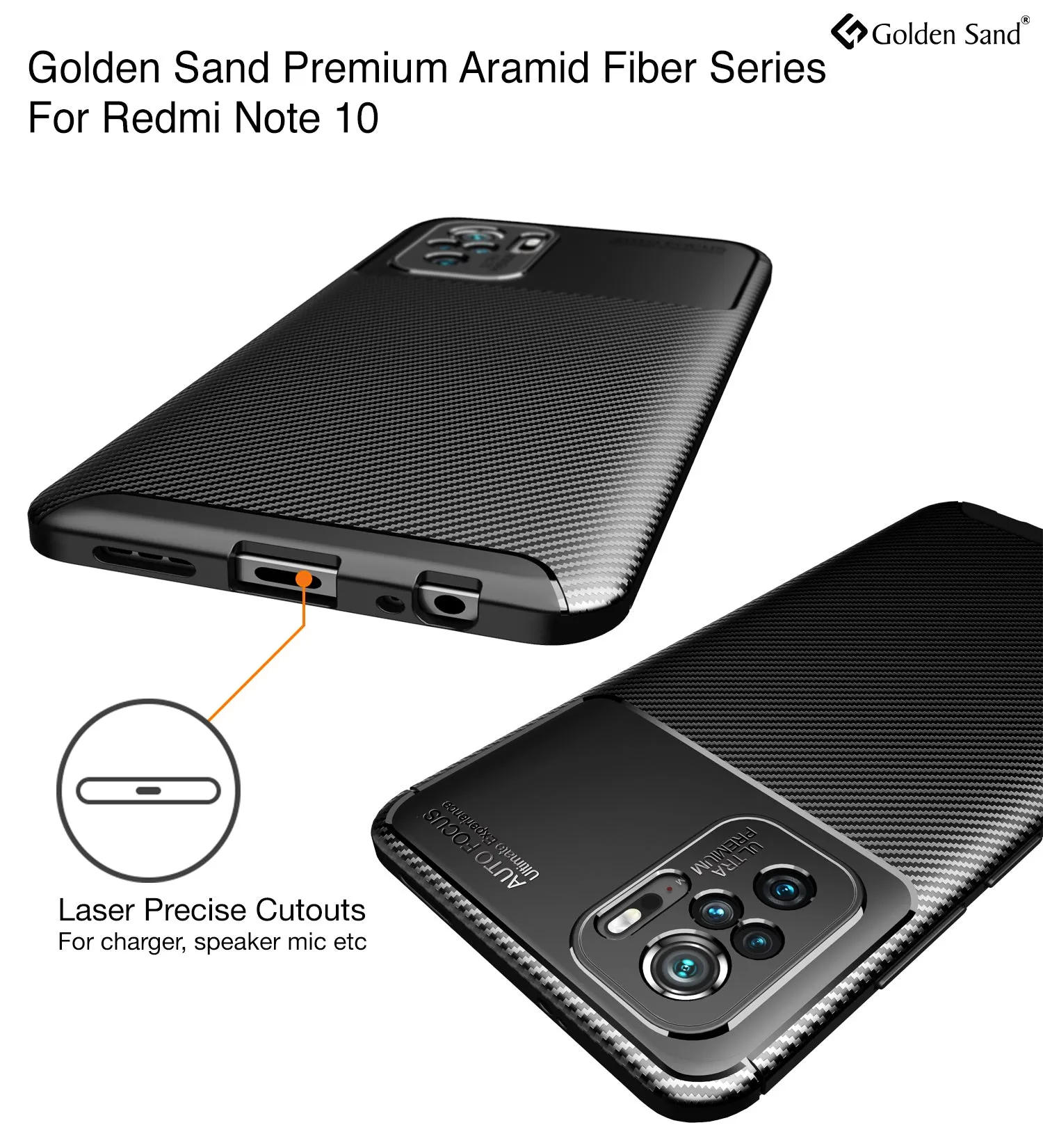 Aramid Fibre Series Shockproof Armor Back Cover for REDMI Note 11 SE, Xiaomi Redmi Note 10, Xiaomi Redmi Note 10S, 6.43 inch, Black