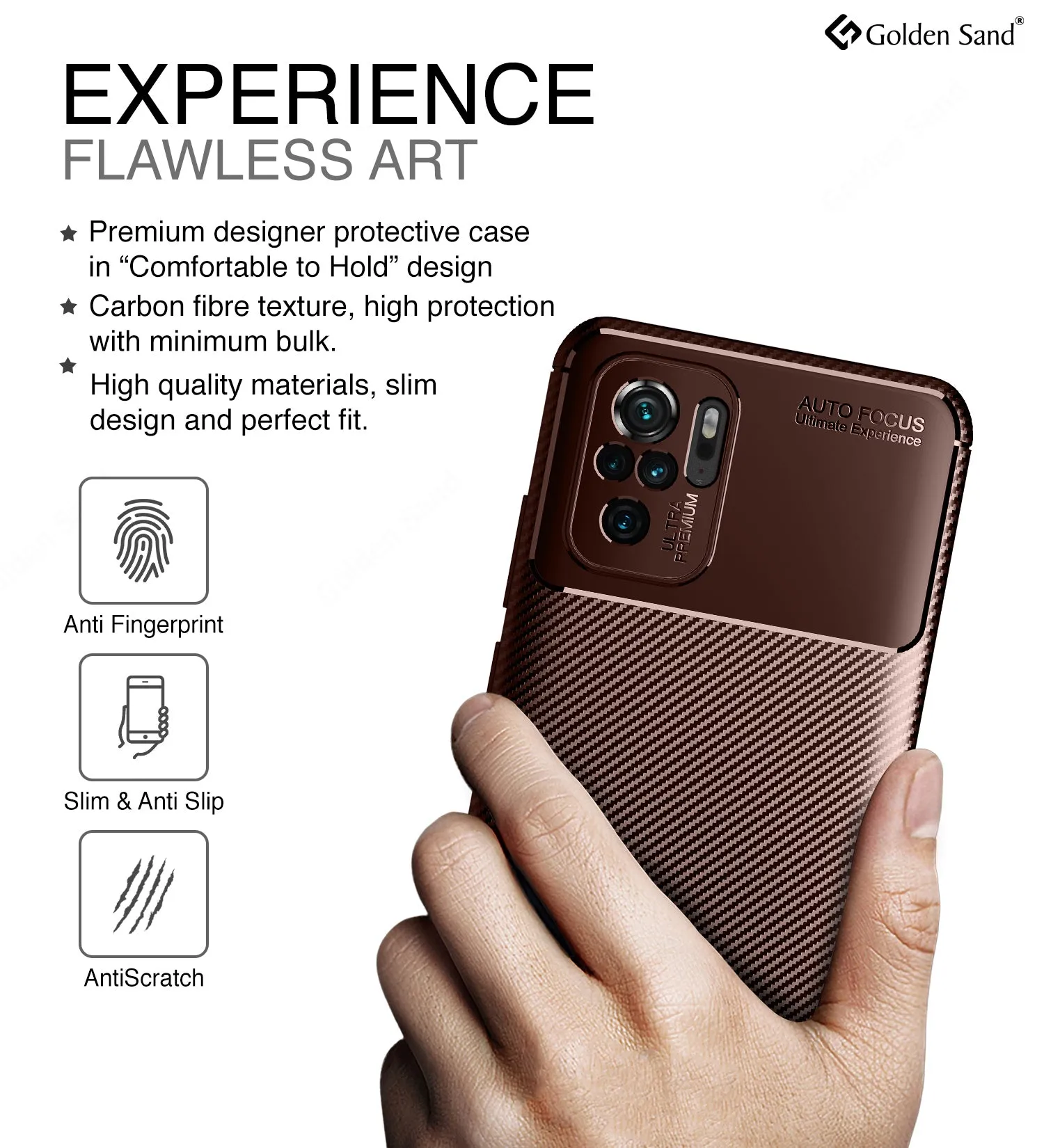 Aramid Fibre Series Shockproof Armor Back Cover for REDMI Note 11 SE, Xiaomi Redmi Note 10, Xiaomi Redmi Note 10S, 6.43 inch, Brown